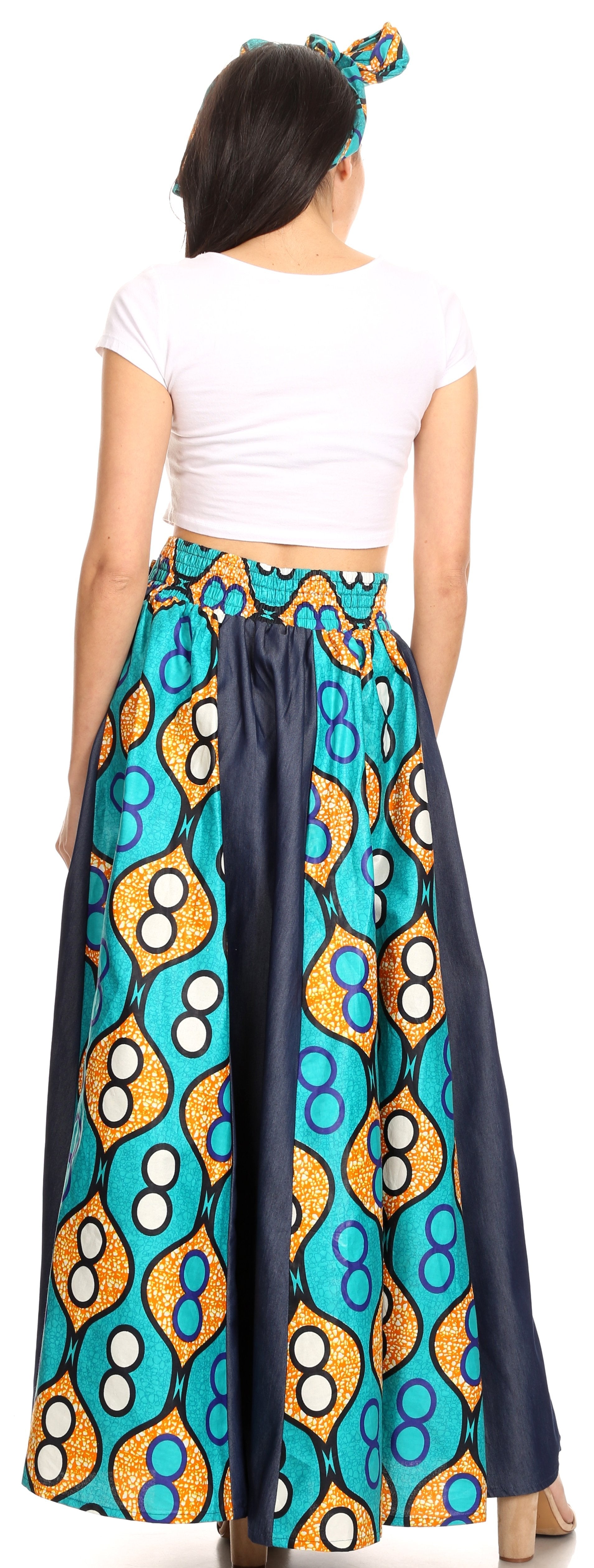 Sakkas Monifa Long Maxi Skirt Colorful Ankara Wax Dutch African Skirt Gorgeous - Concordia Style Boutique