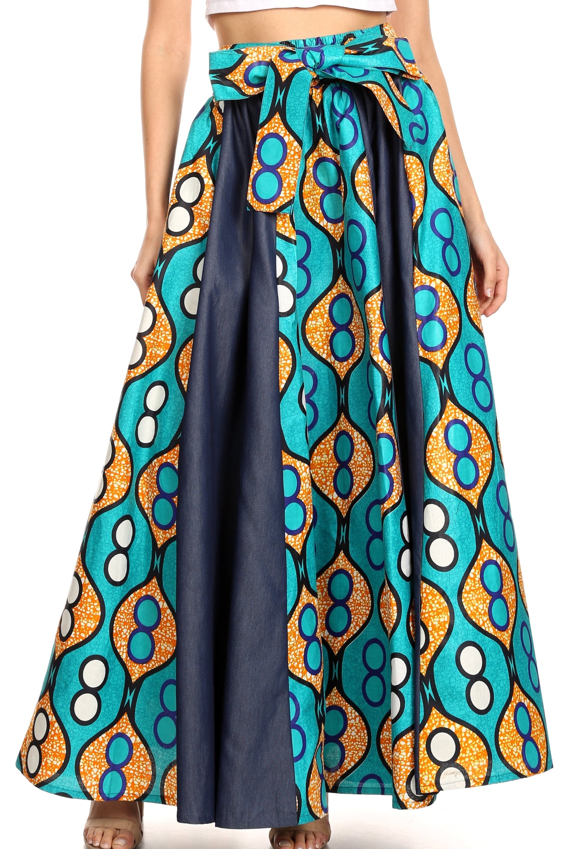 Sakkas Monifa Long Maxi Skirt Colorful Ankara Wax Dutch African Skirt Gorgeous - Concordia Style Boutique