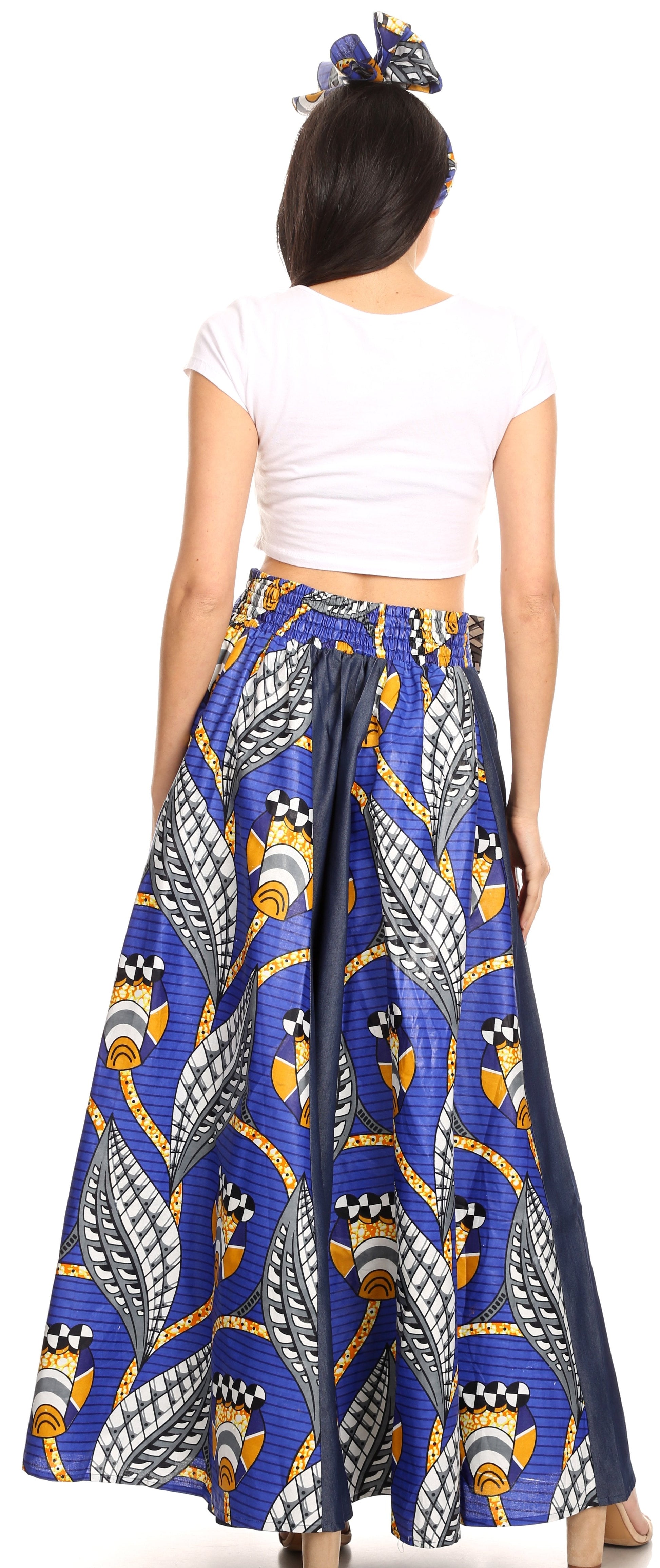 Sakkas Monifa Long Maxi Skirt Colorful Ankara Wax Dutch African Skirt Gorgeous - Concordia Style Boutique