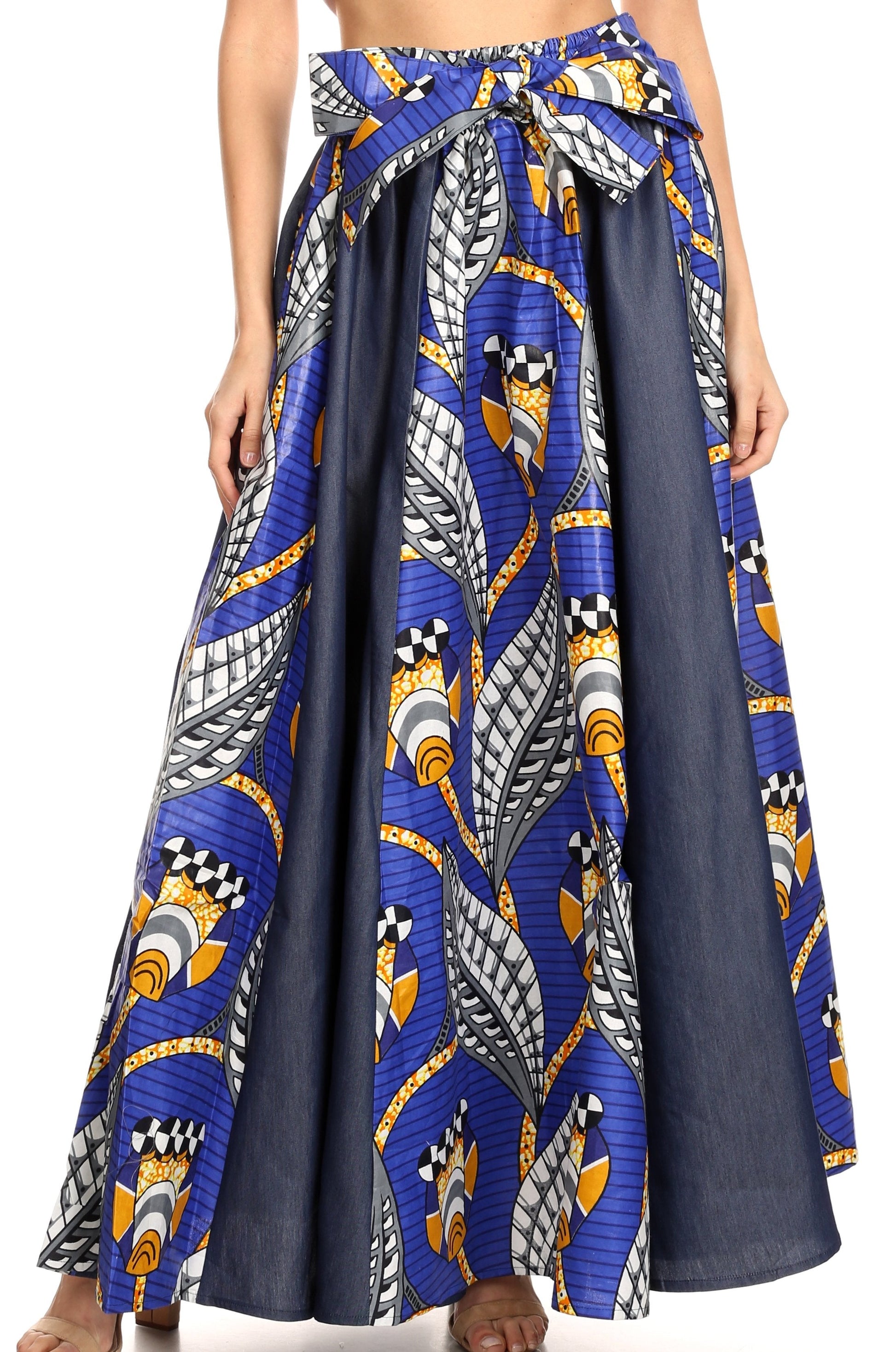 Sakkas Monifa Long Maxi Skirt Colorful Ankara Wax Dutch African Skirt Gorgeous - Concordia Style Boutique