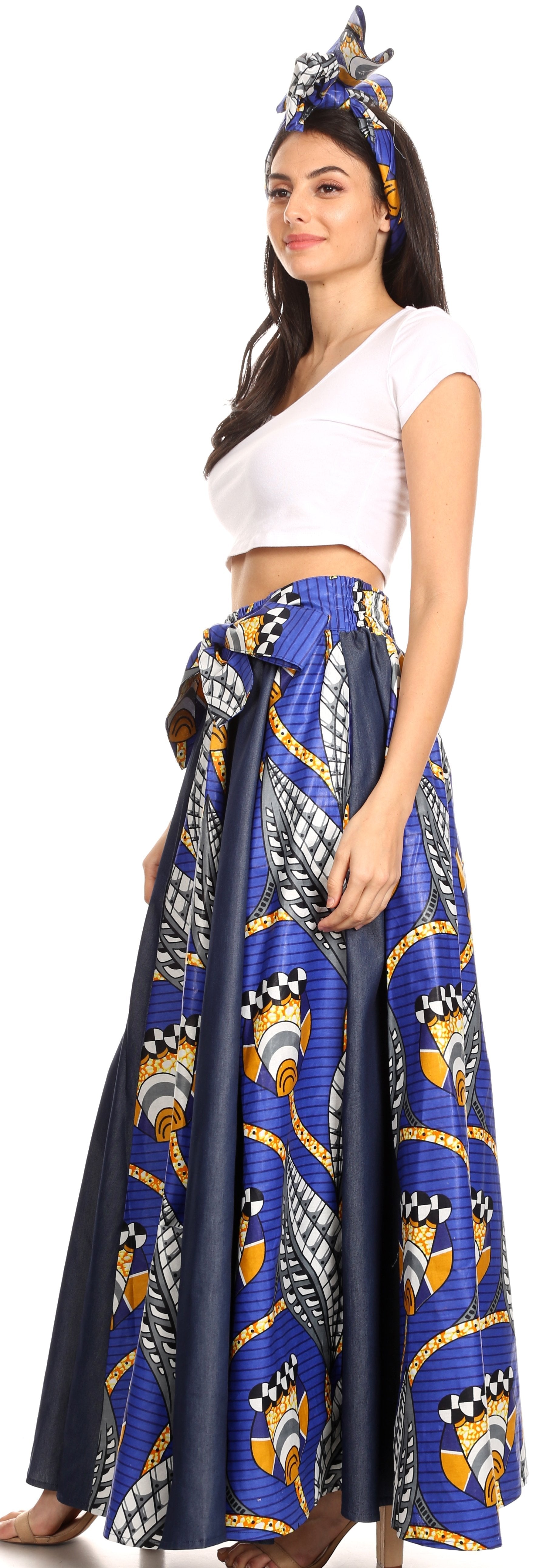 Sakkas Monifa Long Maxi Skirt Colorful Ankara Wax Dutch African Skirt Gorgeous - Concordia Style Boutique