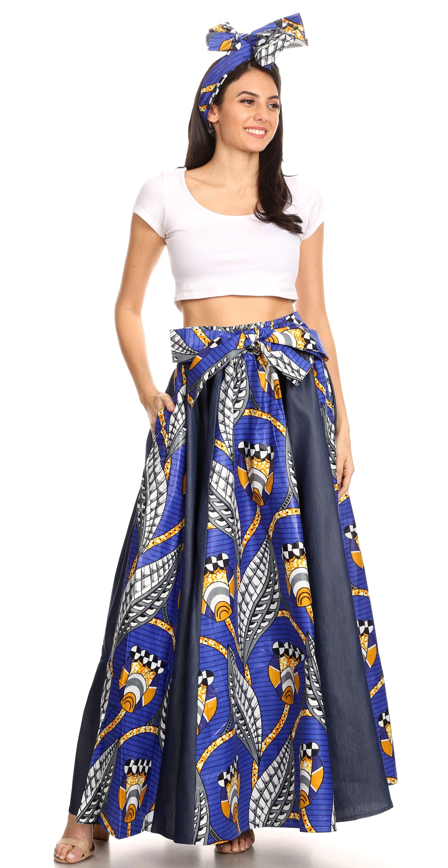 Sakkas Monifa Long Maxi Skirt Colorful Ankara Wax Dutch African Skirt Gorgeous - Concordia Style Boutique