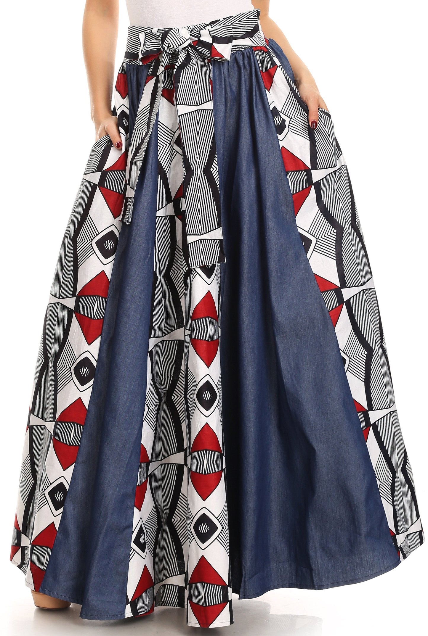 Sakkas Monifa Long Maxi Skirt Colorful Ankara Wax Dutch African Skirt Gorgeous - Concordia Style Boutique