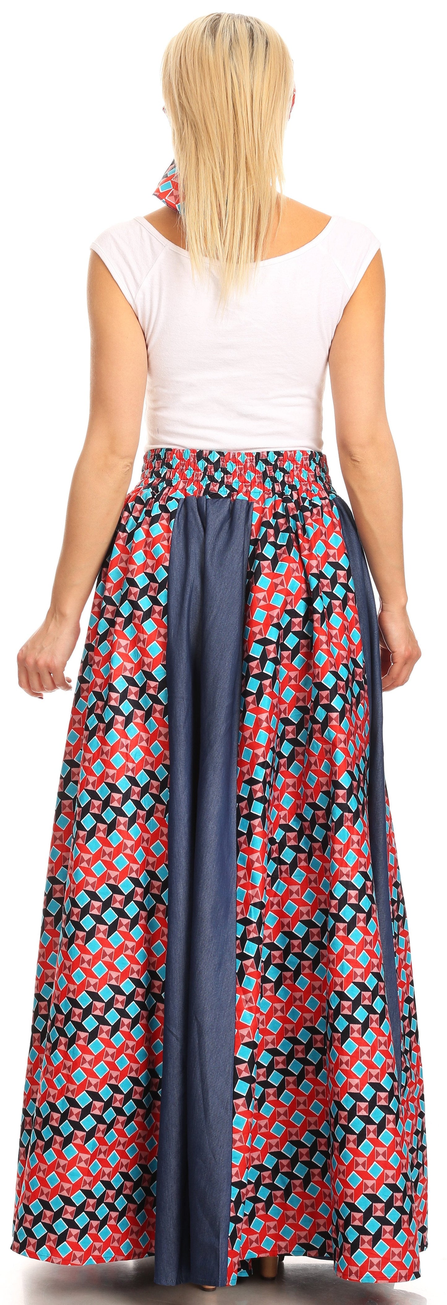 Sakkas Monifa Long Maxi Skirt Colorful Ankara Wax Dutch African Skirt Gorgeous - Concordia Style Boutique