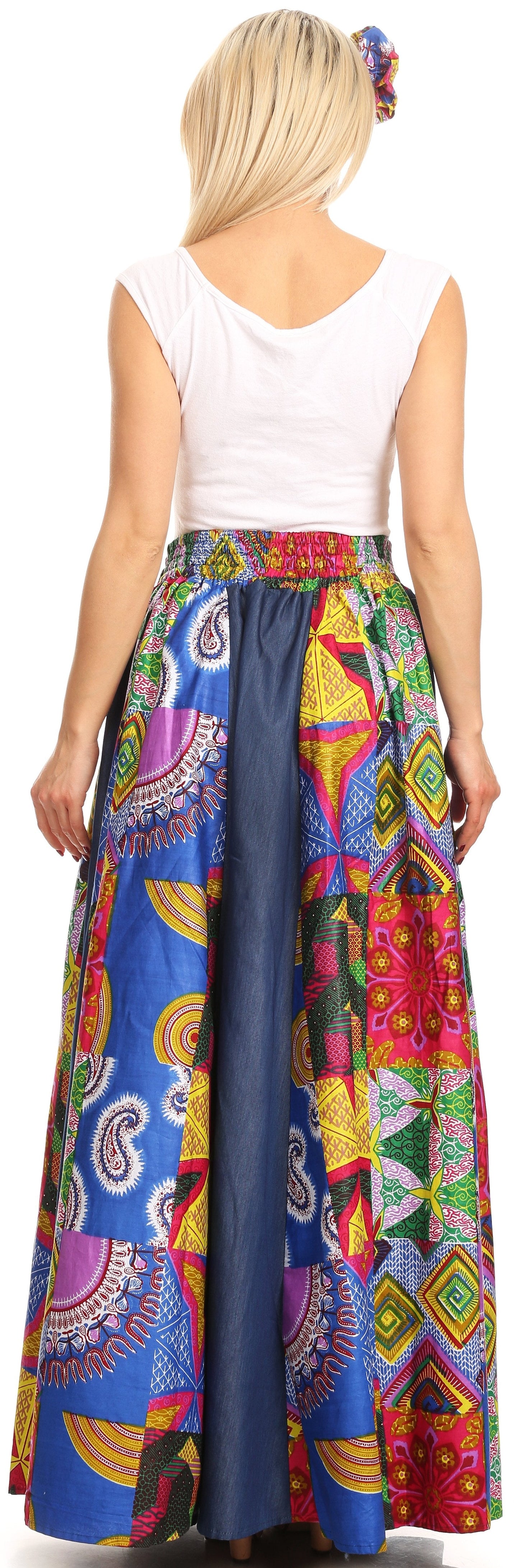 Sakkas Monifa Long Maxi Skirt Colorful Ankara Wax Dutch African Skirt Gorgeous - Concordia Style Boutique