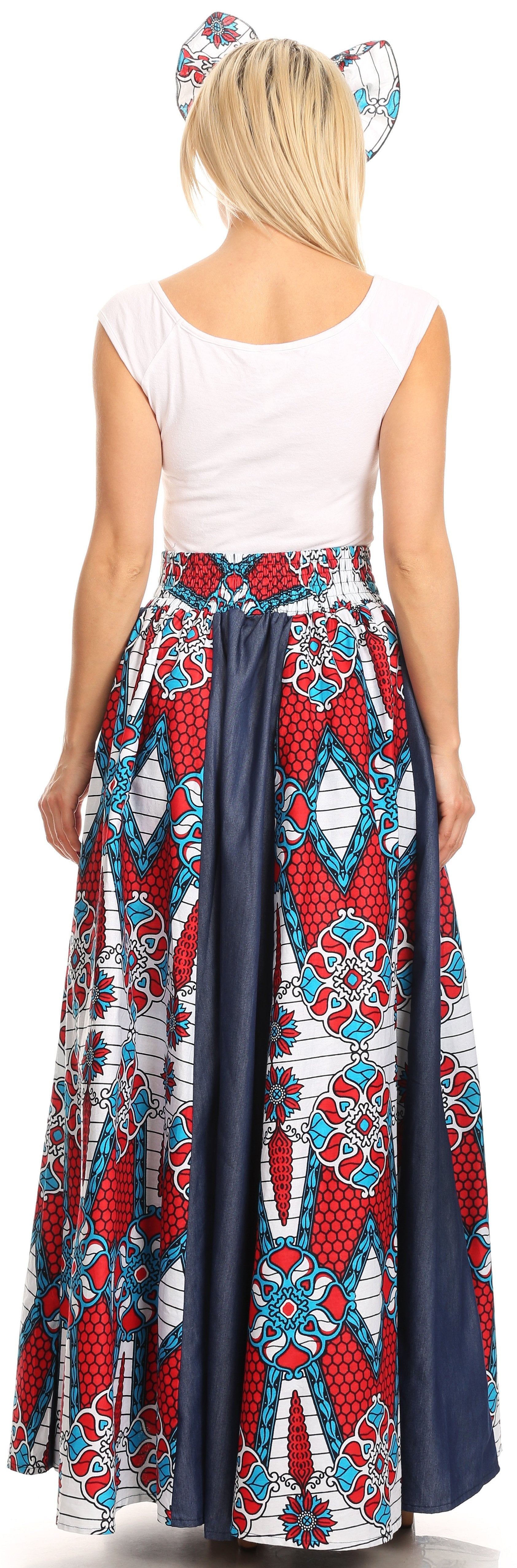 Sakkas Monifa Long Maxi Skirt Colorful Ankara Wax Dutch African Skirt Gorgeous - Concordia Style Boutique