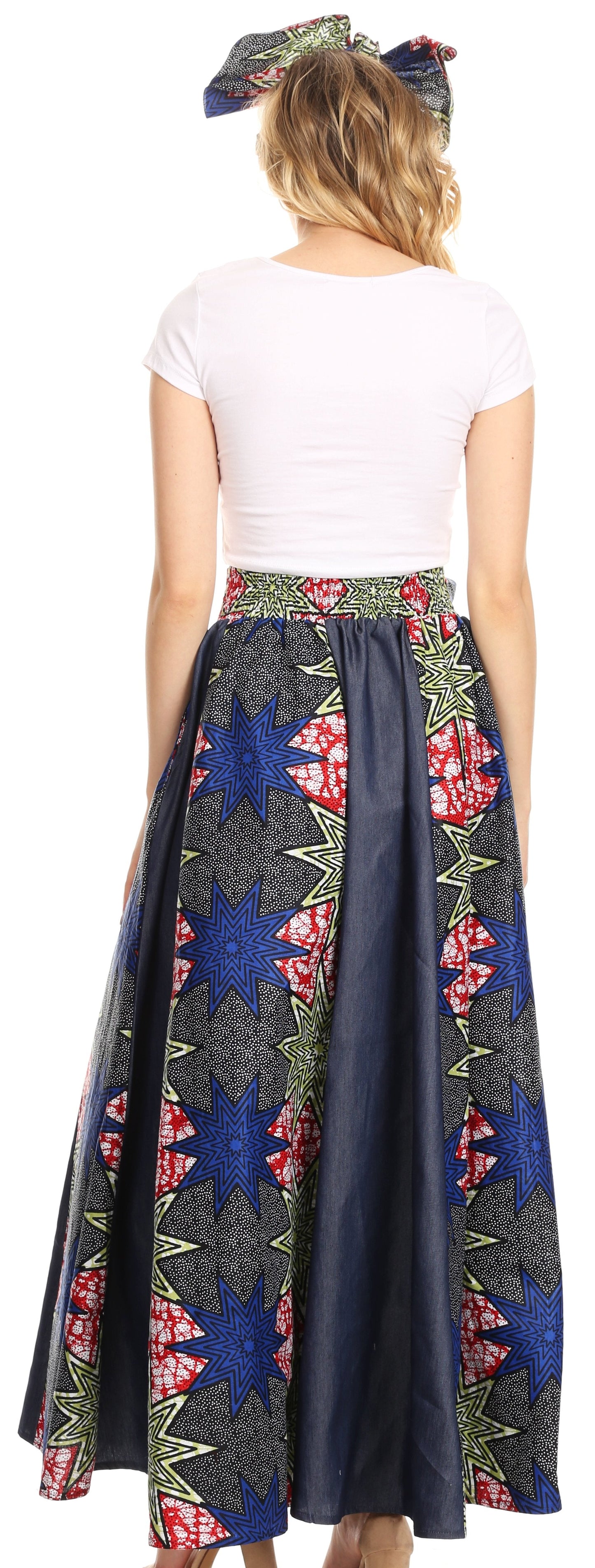 Sakkas Monifa Long Maxi Skirt Colorful Ankara Wax Dutch African Skirt Gorgeous - Concordia Style Boutique
