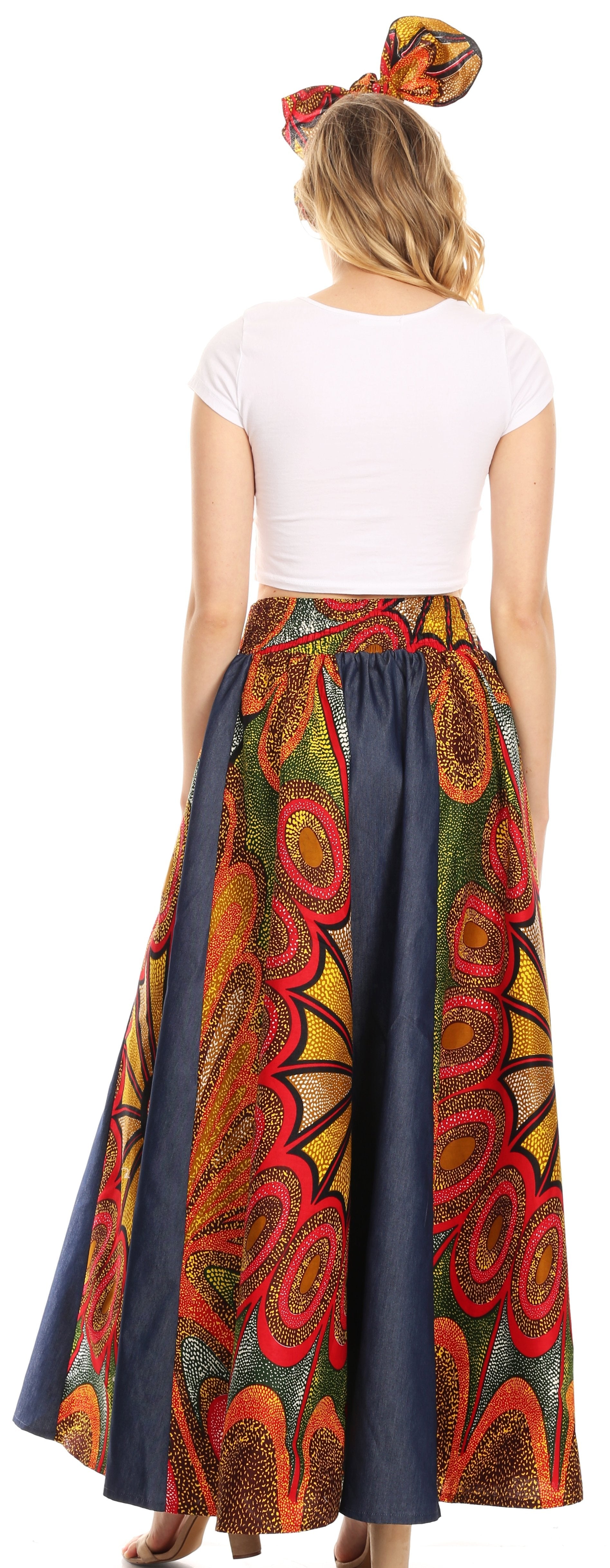 Sakkas Monifa Long Maxi Skirt Colorful Ankara Wax Dutch African Skirt Gorgeous - Concordia Style Boutique
