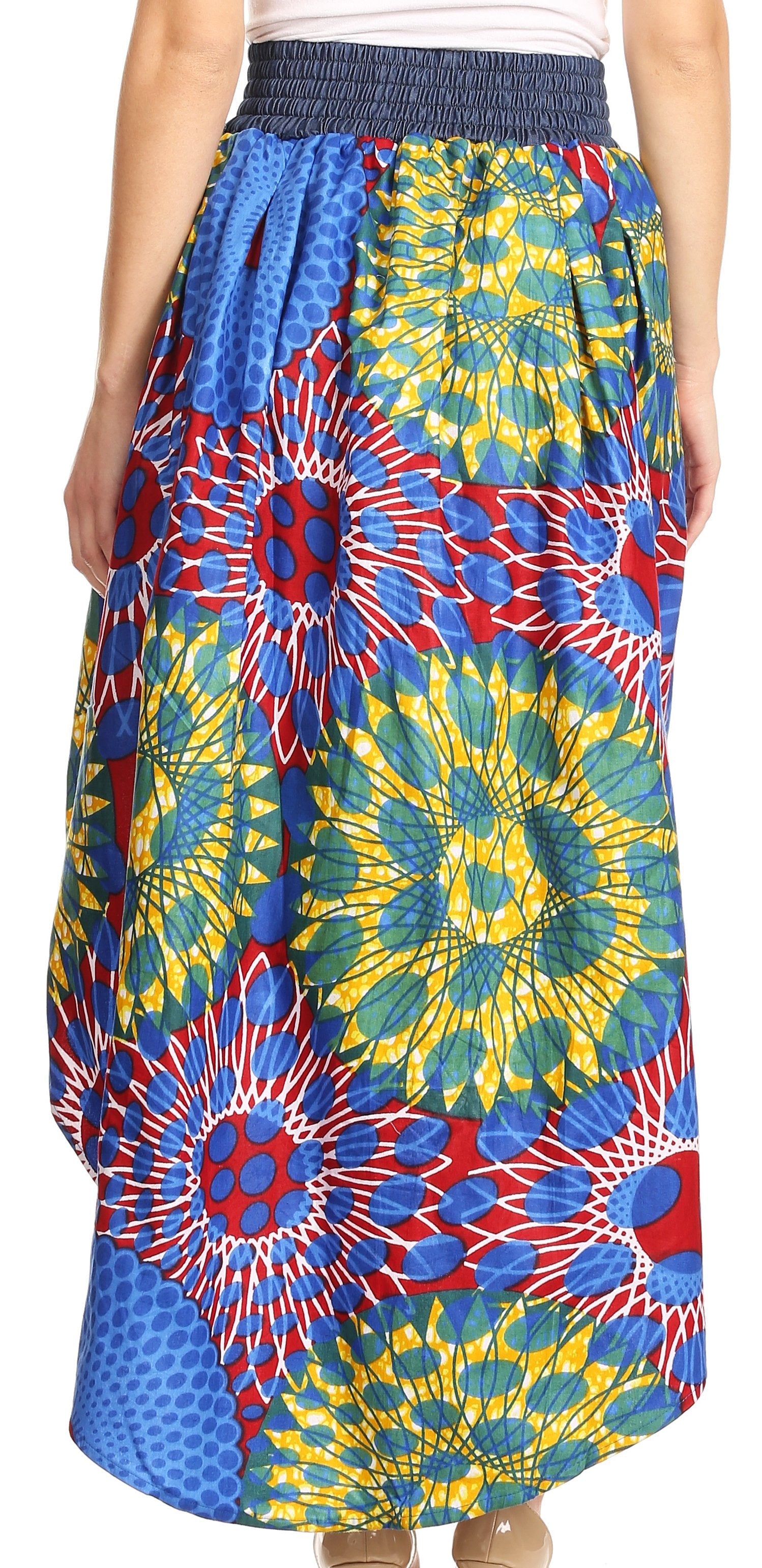 Sakkas Bahati Hi Low Mermaid African Ankara Dutch Wax Cotton Skirt Colorful - Concordia Style Boutique