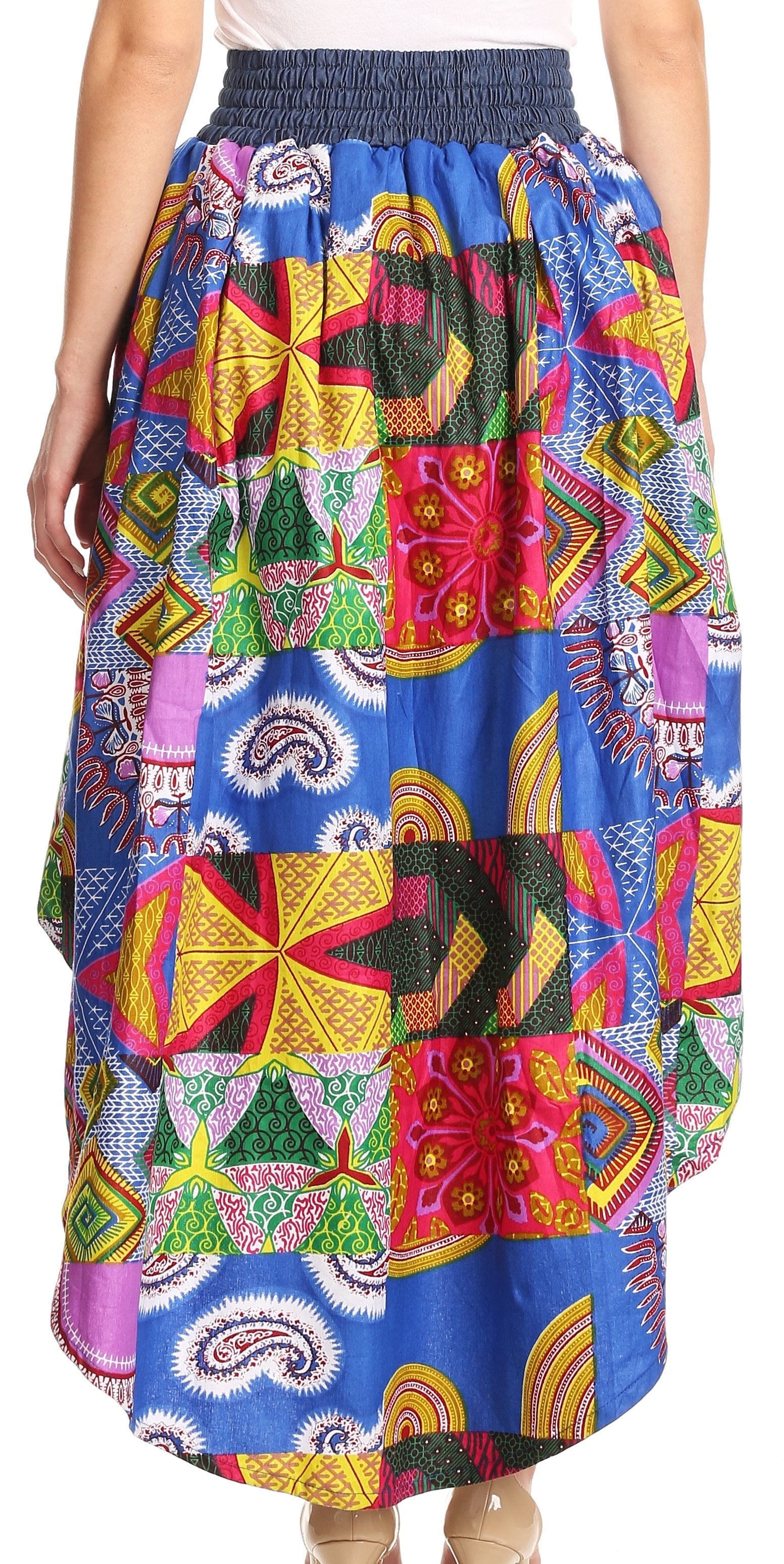 Sakkas Bahati Hi Low Mermaid African Ankara Dutch Wax Cotton Skirt Colorful - Concordia Style Boutique
