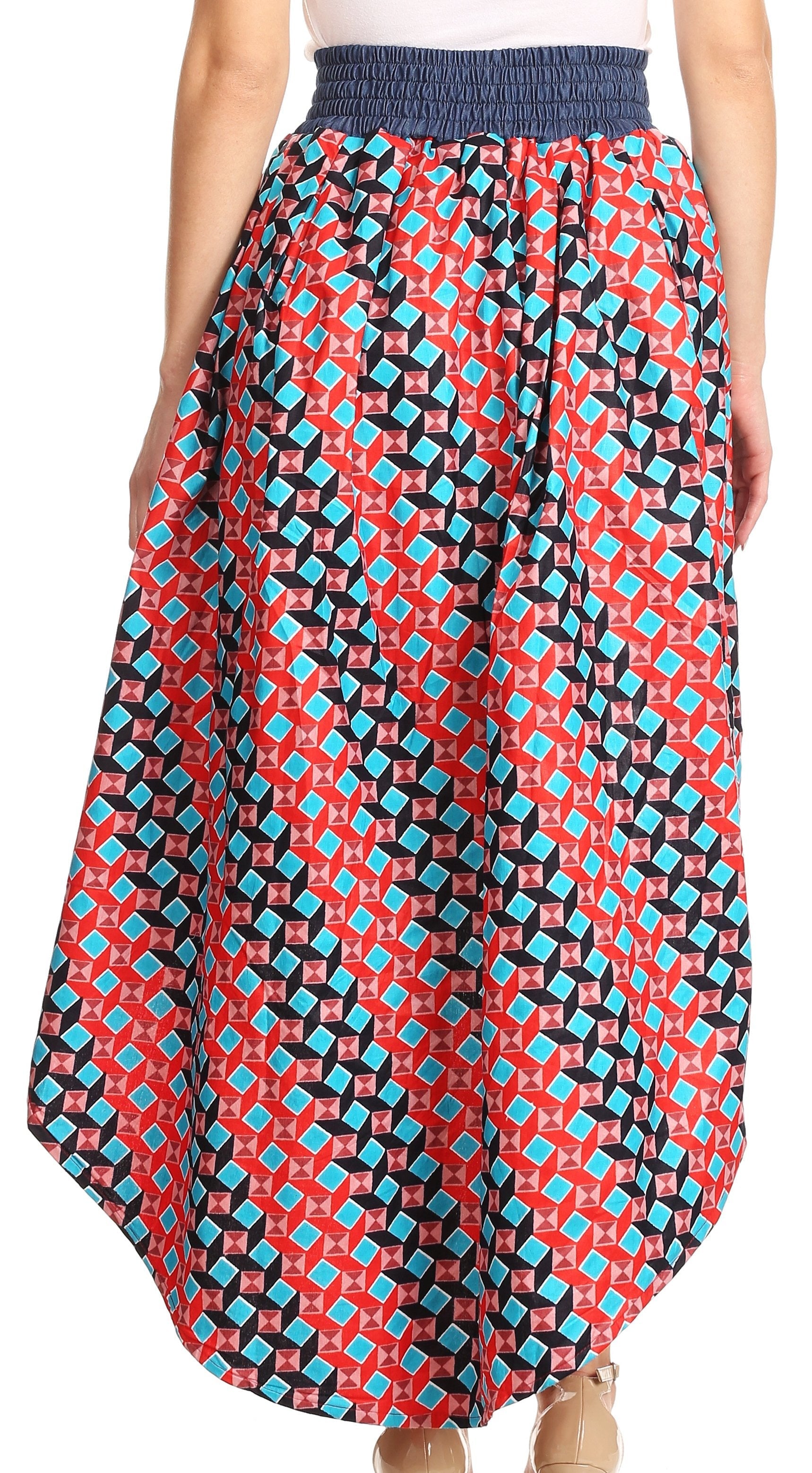 Sakkas Bahati Hi Low Mermaid African Ankara Dutch Wax Cotton Skirt Colorful - Concordia Style Boutique