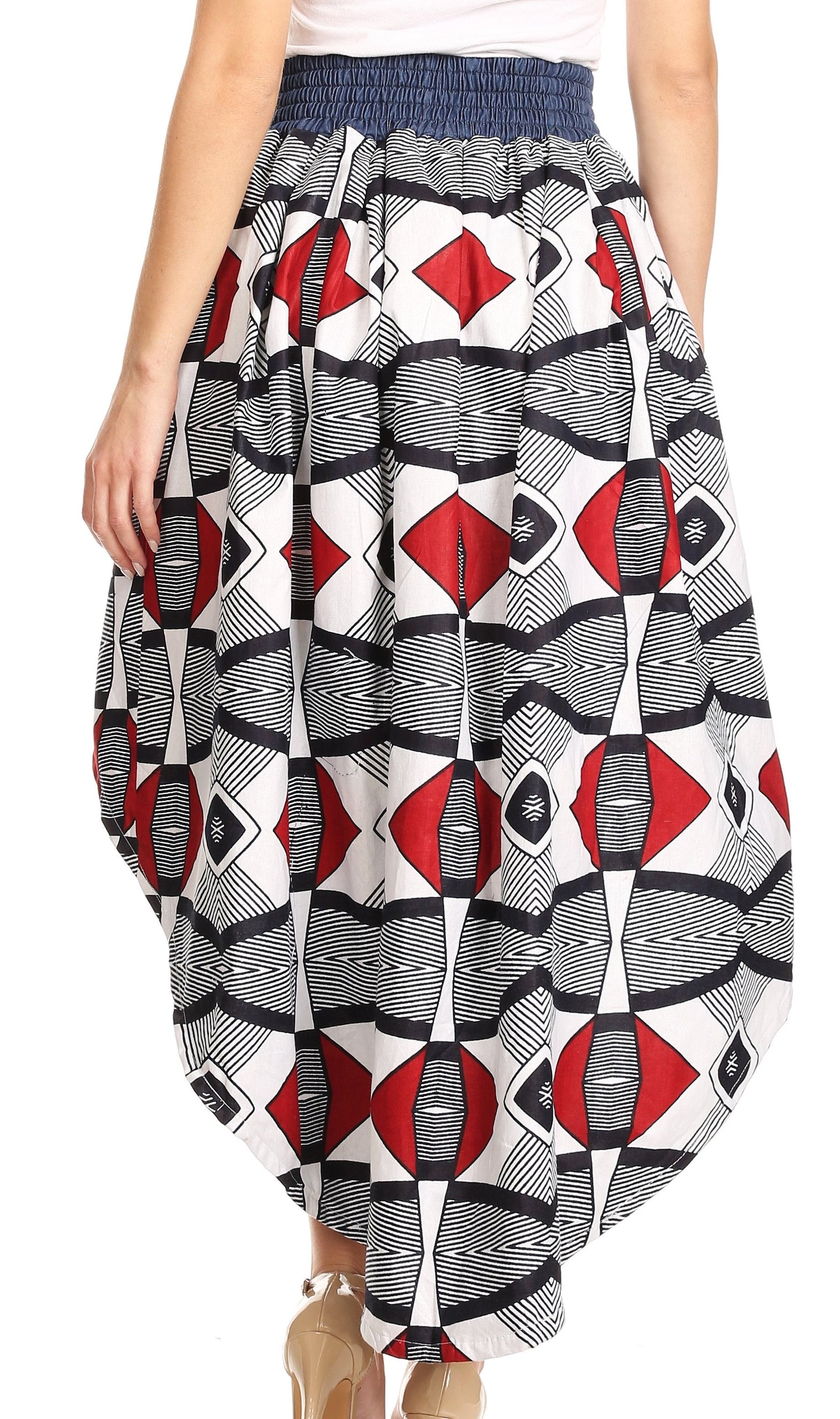 Sakkas Bahati Hi Low Mermaid African Ankara Dutch Wax Cotton Skirt Colorful - Concordia Style Boutique