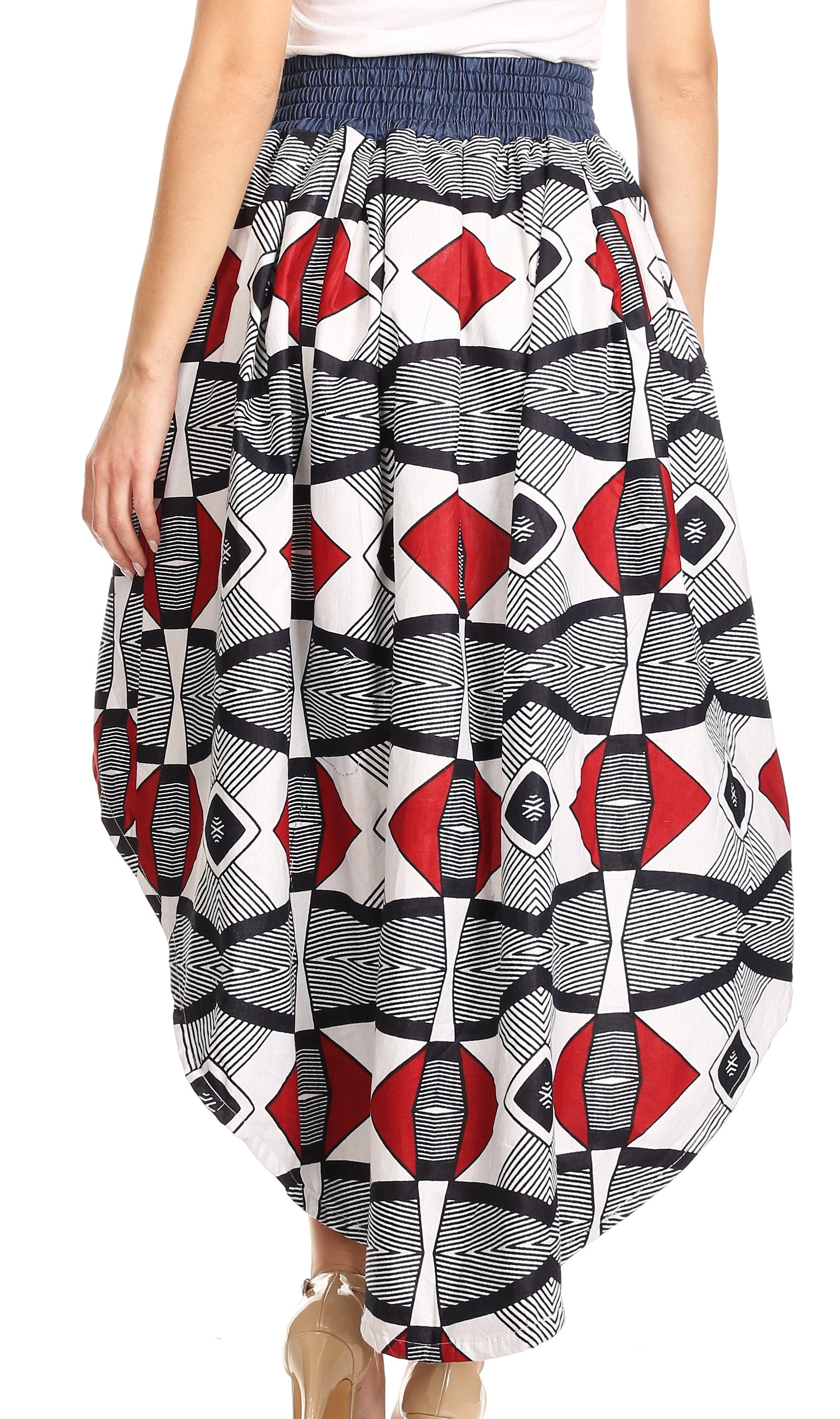 Sakkas Bahati Hi Low Mermaid African Ankara Dutch Wax Cotton Skirt Colorful - Concordia Style Boutique