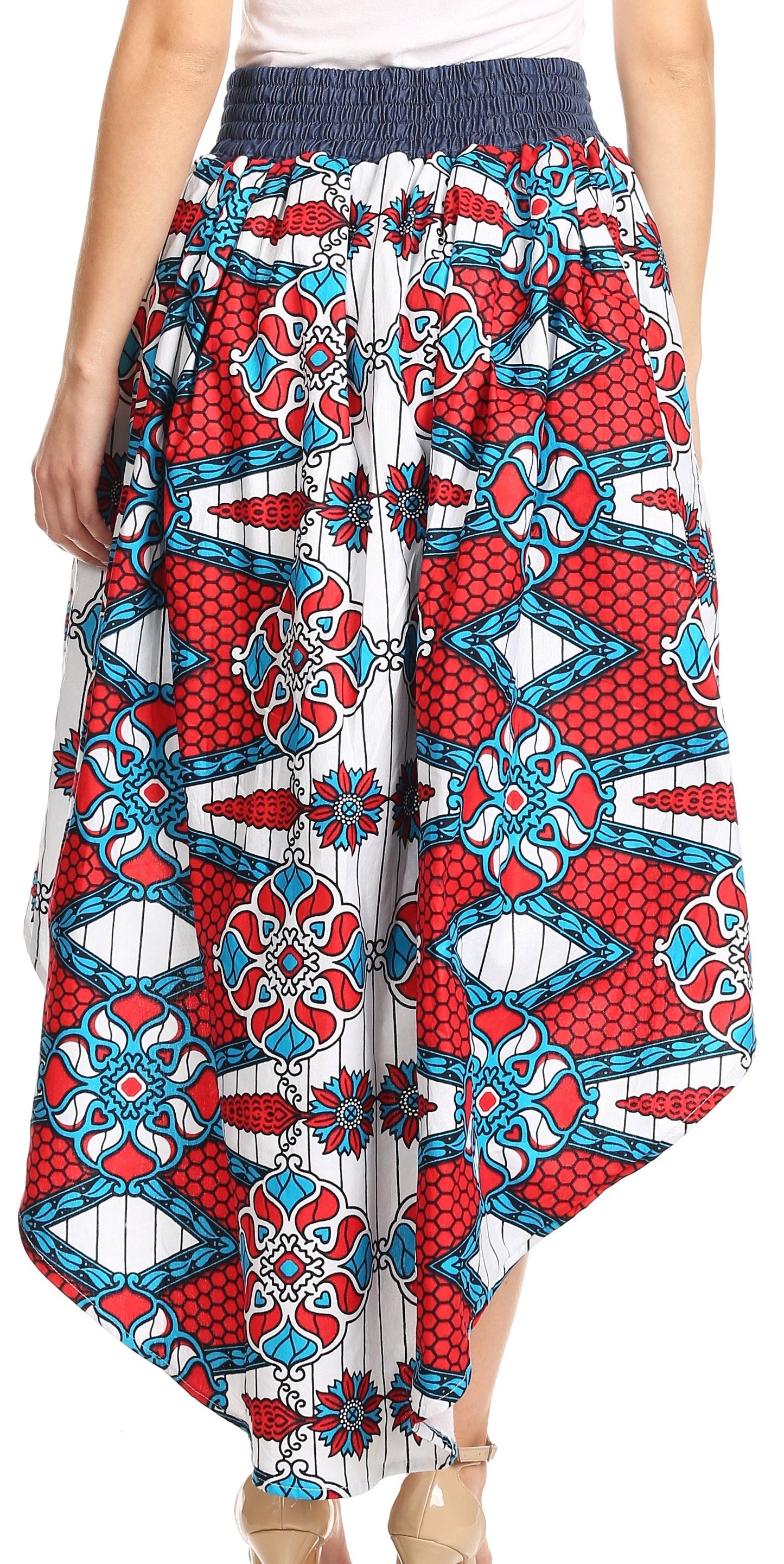 Sakkas Bahati Hi Low Mermaid African Ankara Dutch Wax Cotton Skirt Colorful - Concordia Style Boutique