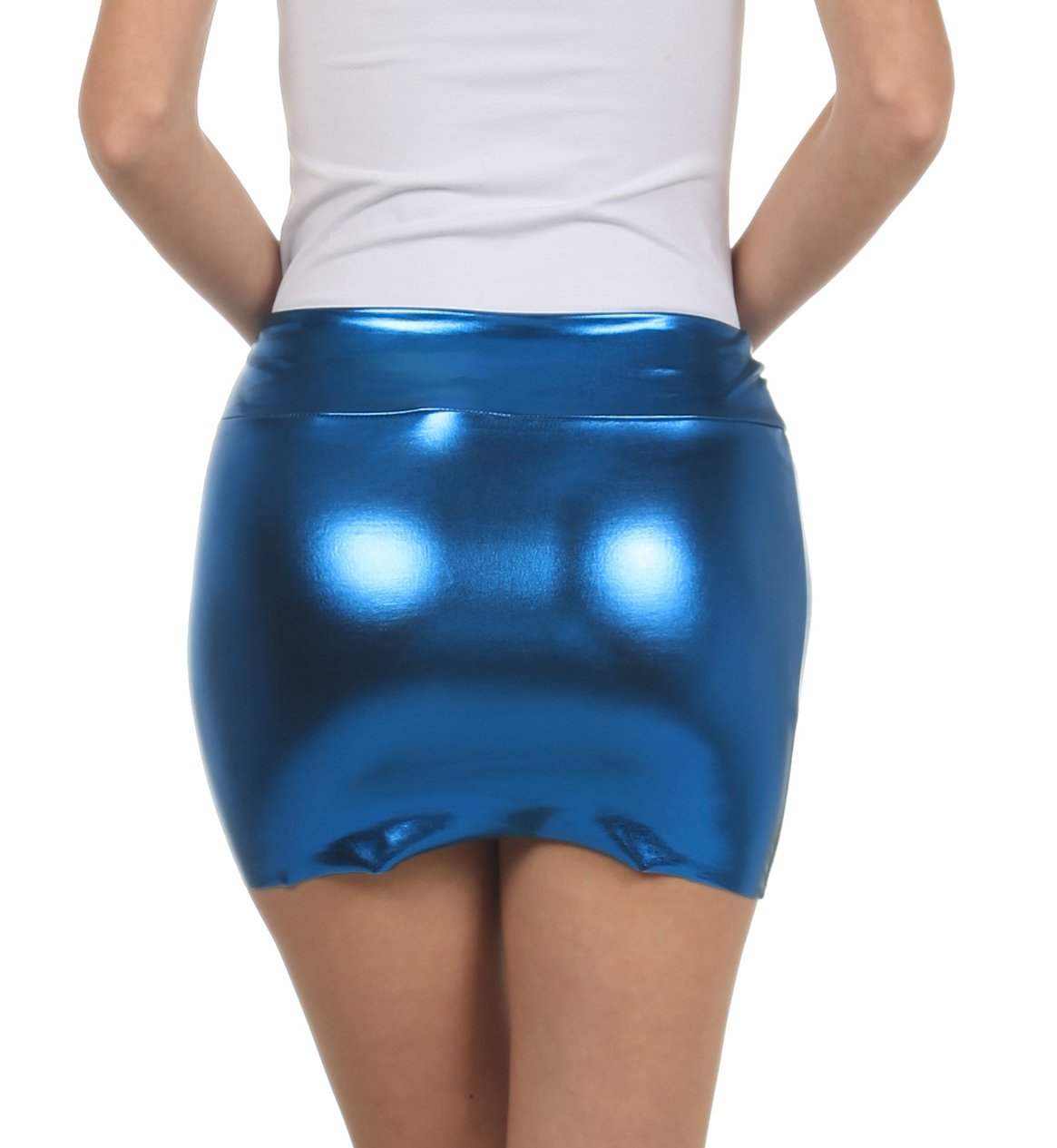 Sakkas Women's Shiny Metallic Liquid Mini Skirt - Concordia Style Boutique