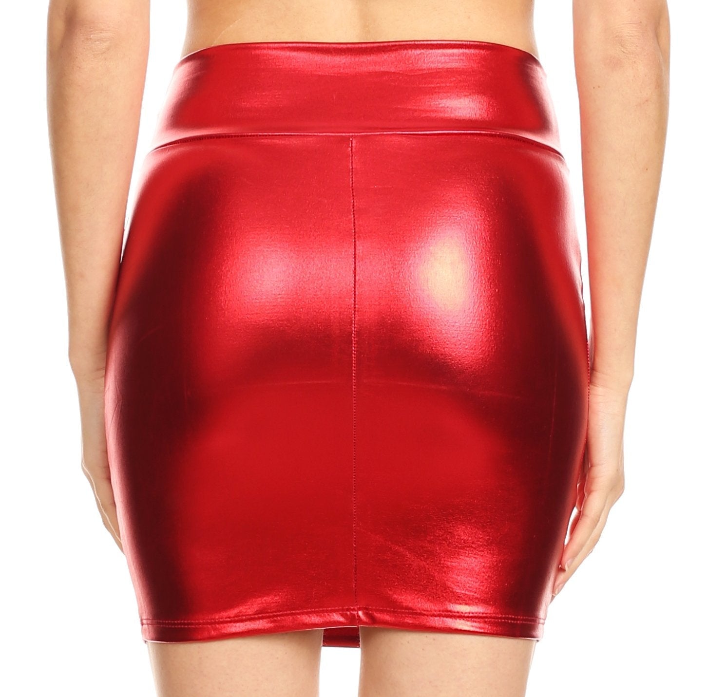 Sakkas Womens Metallic Sexy Shiny Stretchy Short Pencil Party Skirt Made in USA - Concordia Style Boutique