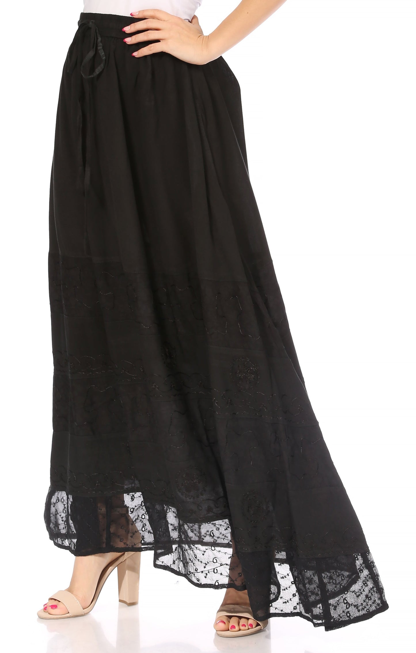 Sakkas Sandra Women's Casual Long Maxi Boho Gypsy Skirt Elastic Waist & Pockets - Concordia Style Boutique