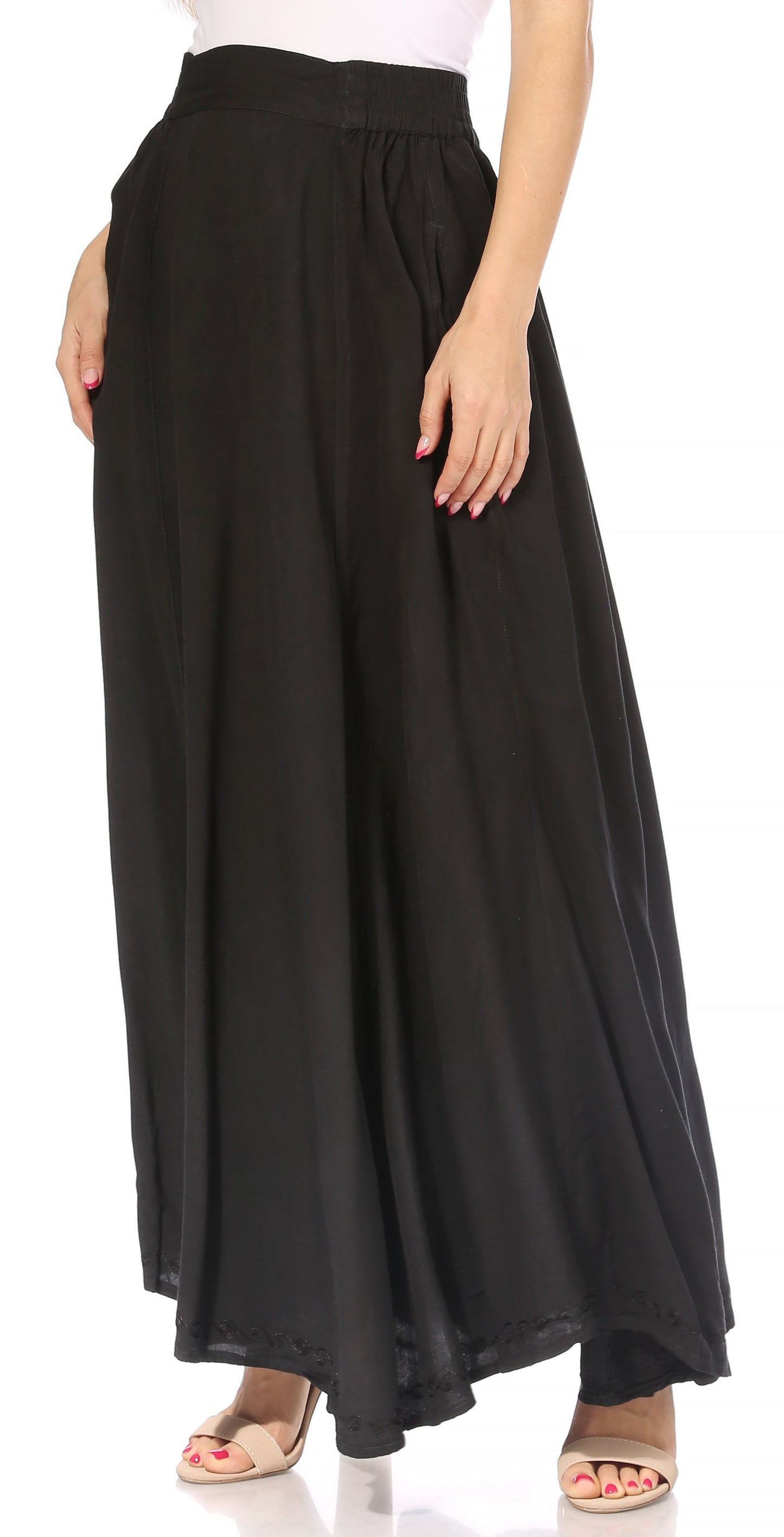 Sakkas Noemi Women's Long Maxi Summer Casual Boho Skirt Elastic Waist & Pockets - Concordia Style Boutique