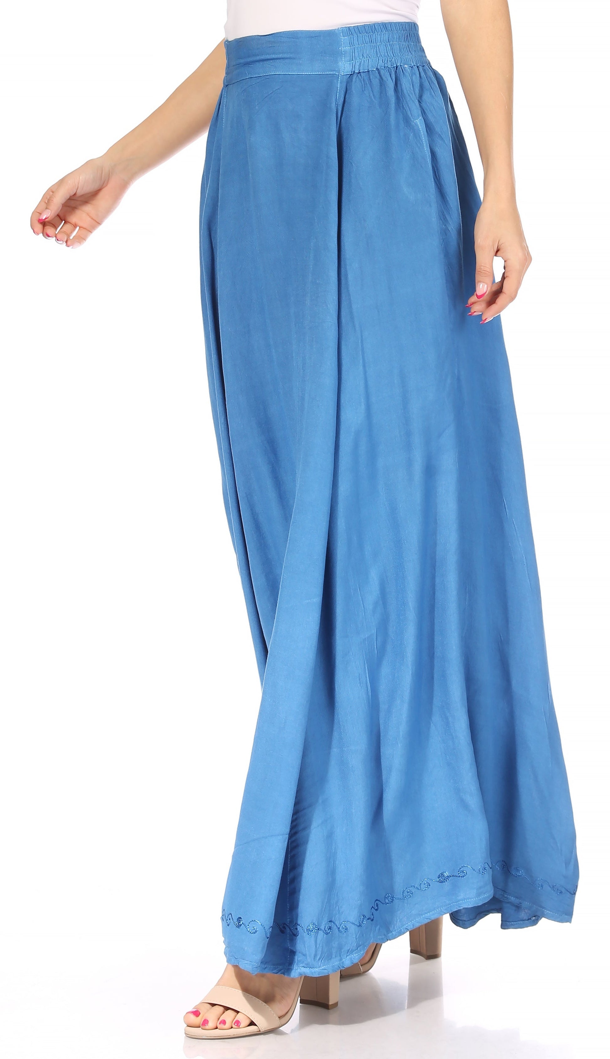 Sakkas Noemi Women's Long Maxi Summer Casual Boho Skirt Elastic Waist & Pockets - Concordia Style Boutique