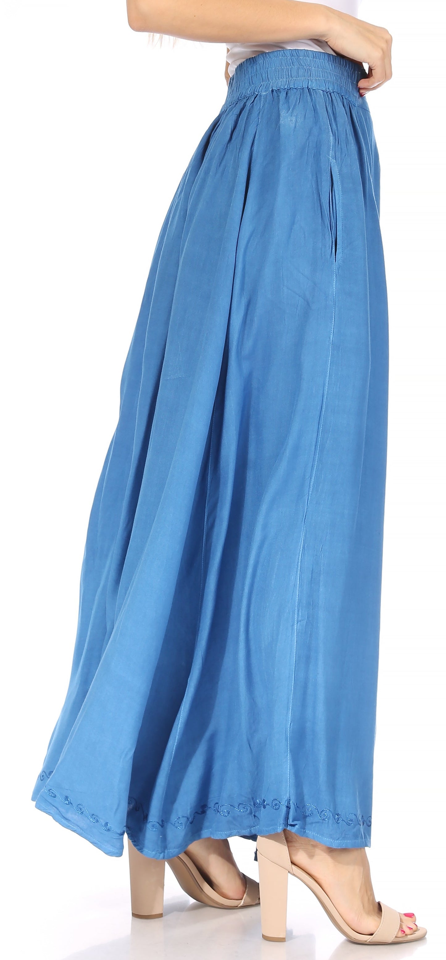 Sakkas Noemi Women's Long Maxi Summer Casual Boho Skirt Elastic Waist & Pockets - Concordia Style Boutique