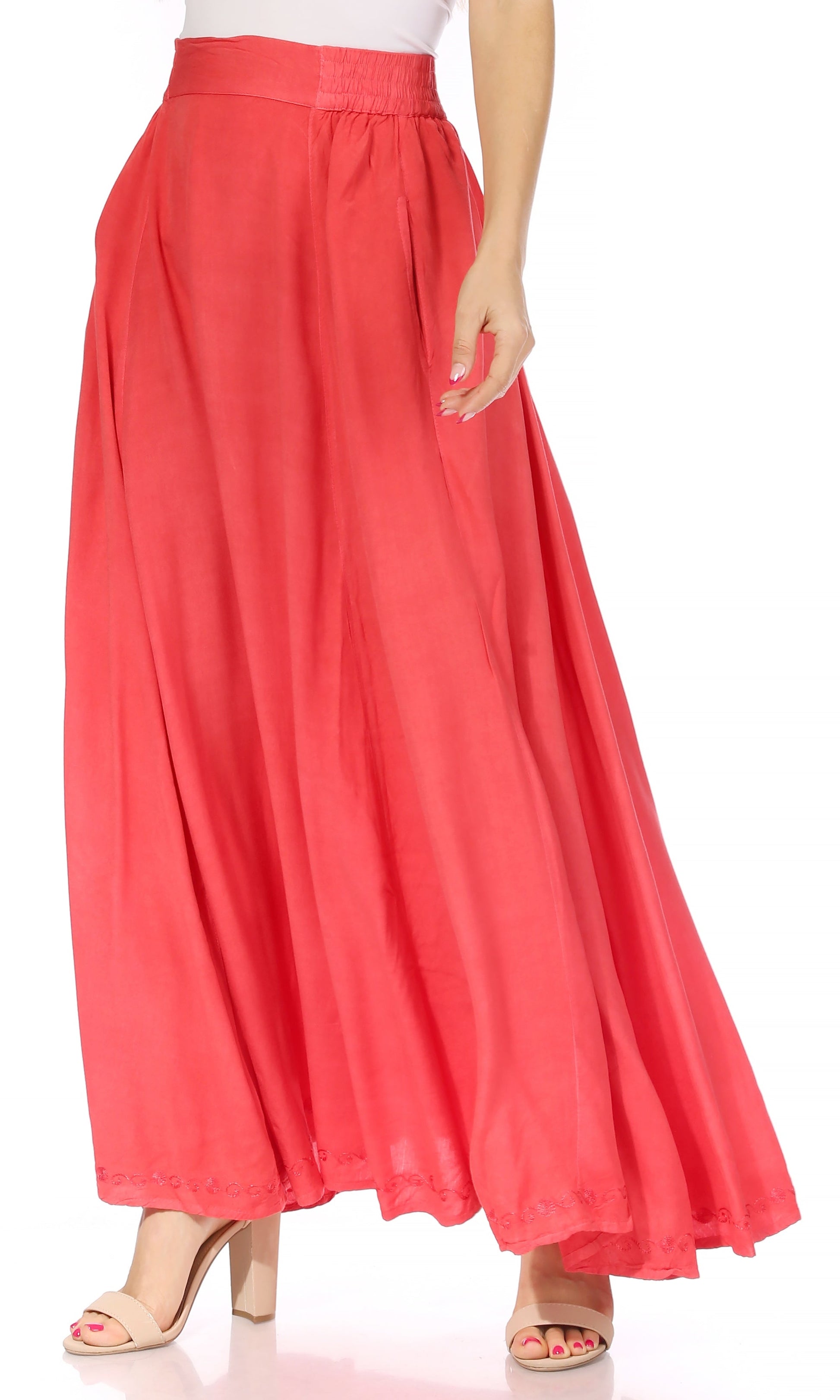 Sakkas Noemi Women's Long Maxi Summer Casual Boho Skirt Elastic Waist & Pockets - Concordia Style Boutique