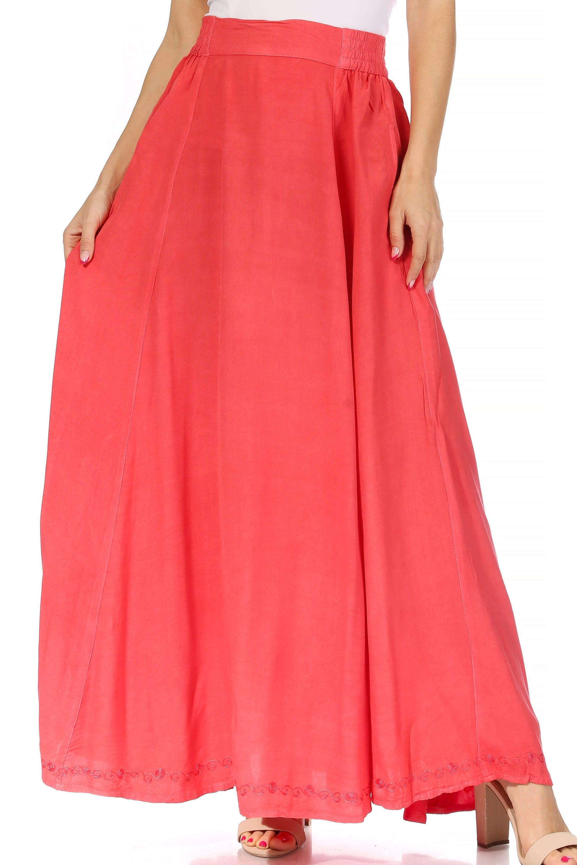 Sakkas Noemi Women's Long Maxi Summer Casual Boho Skirt Elastic Waist & Pockets - Concordia Style Boutique