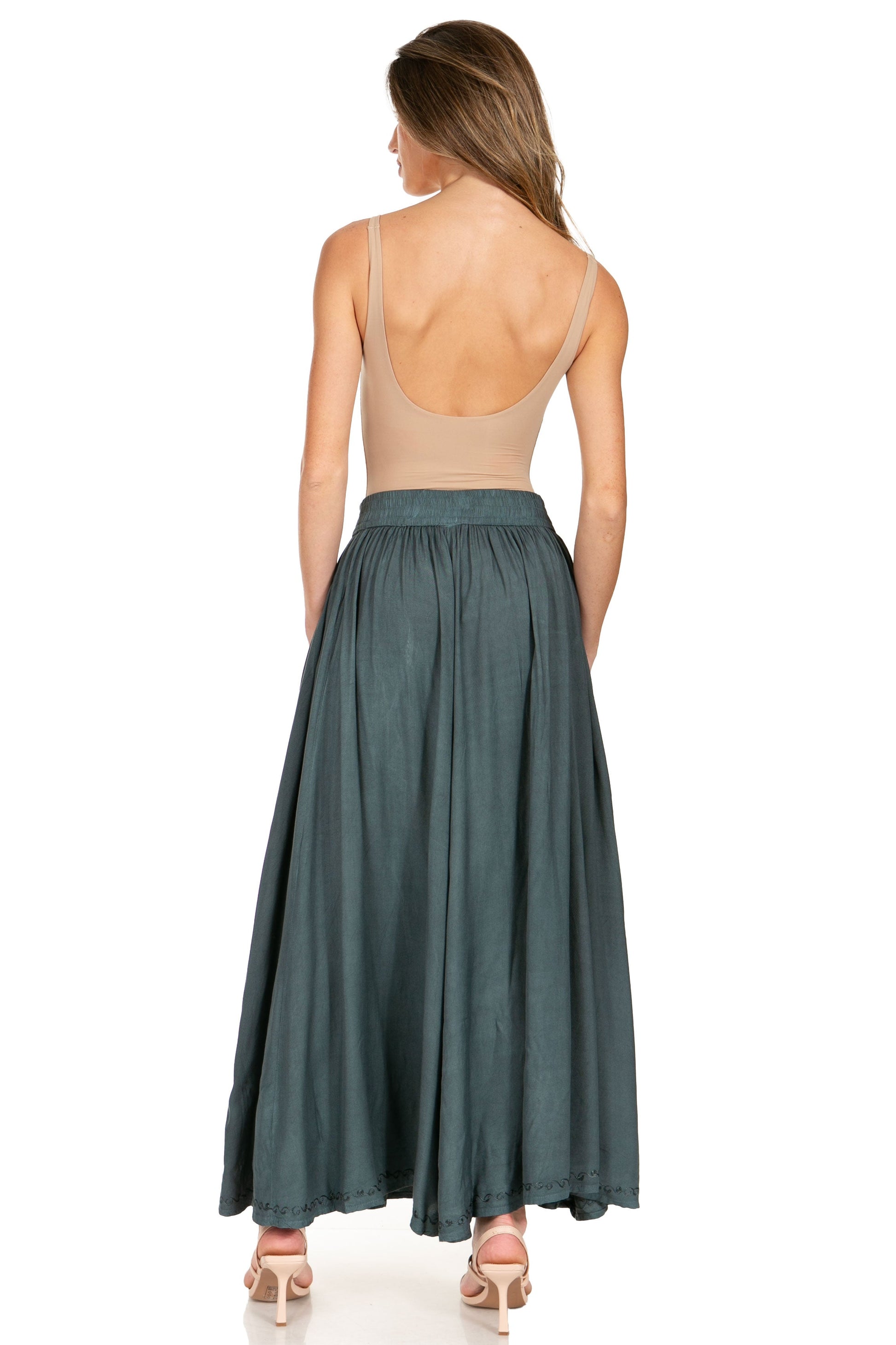 Sakkas Noemi Women's Long Maxi Summer Casual Boho Skirt Elastic Waist & Pockets - Concordia Style Boutique