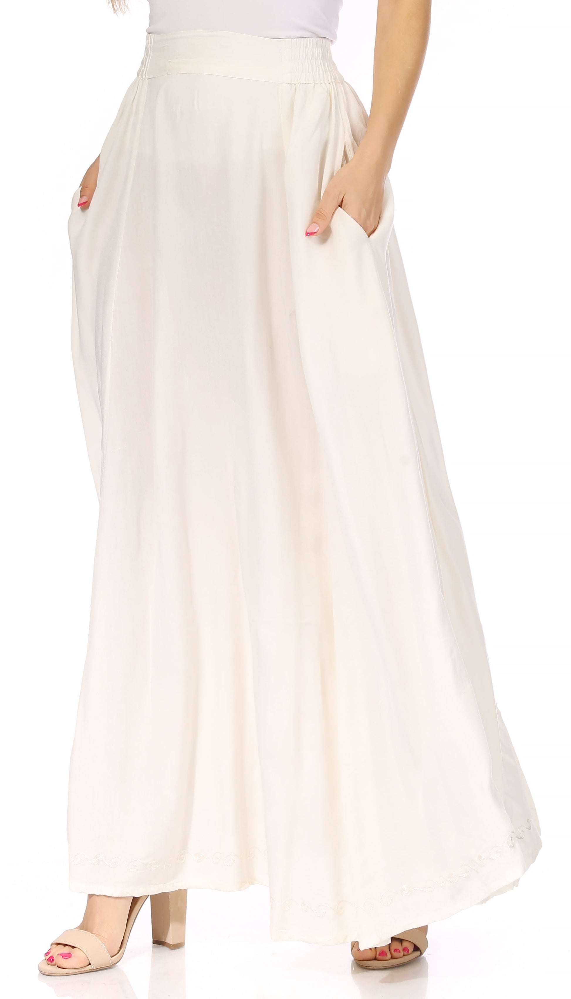 Sakkas Noemi Women's Long Maxi Summer Casual Boho Skirt Elastic Waist & Pockets - Concordia Style Boutique