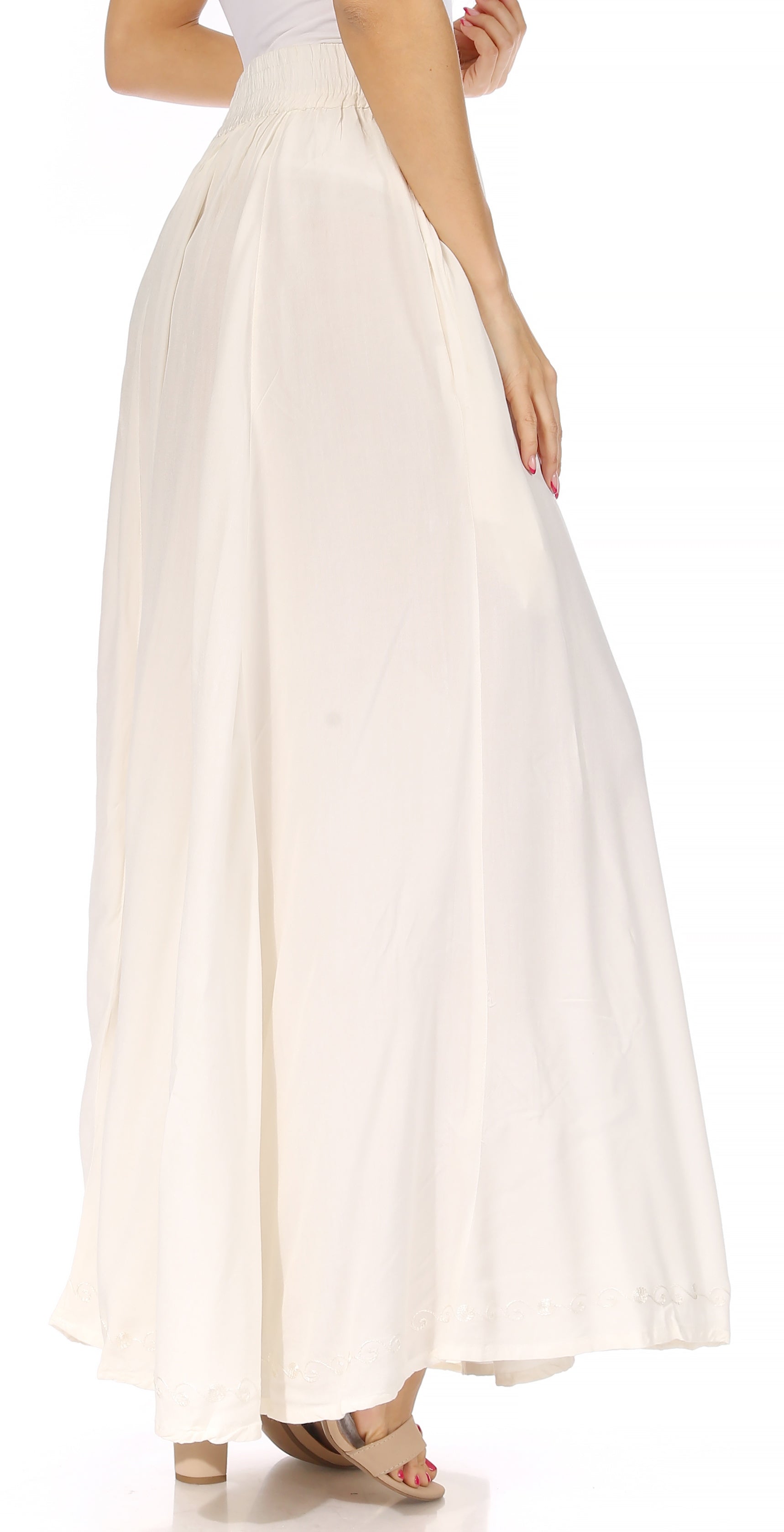 Sakkas Noemi Women's Long Maxi Summer Casual Boho Skirt Elastic Waist & Pockets - Concordia Style Boutique