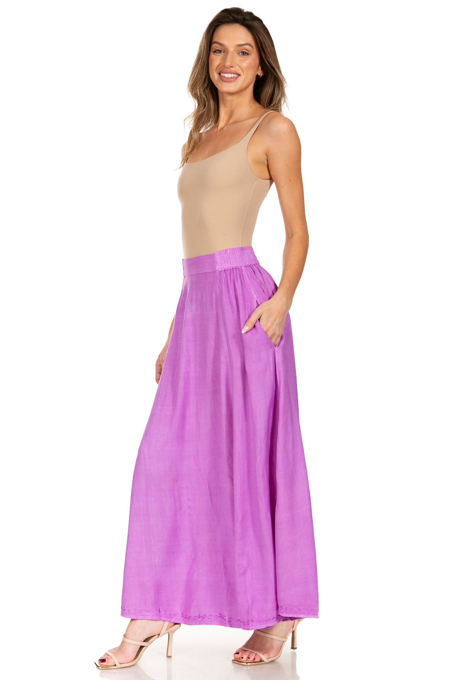 Sakkas Noemi Women's Long Maxi Summer Casual Boho Skirt Elastic Waist & Pockets - Concordia Style Boutique