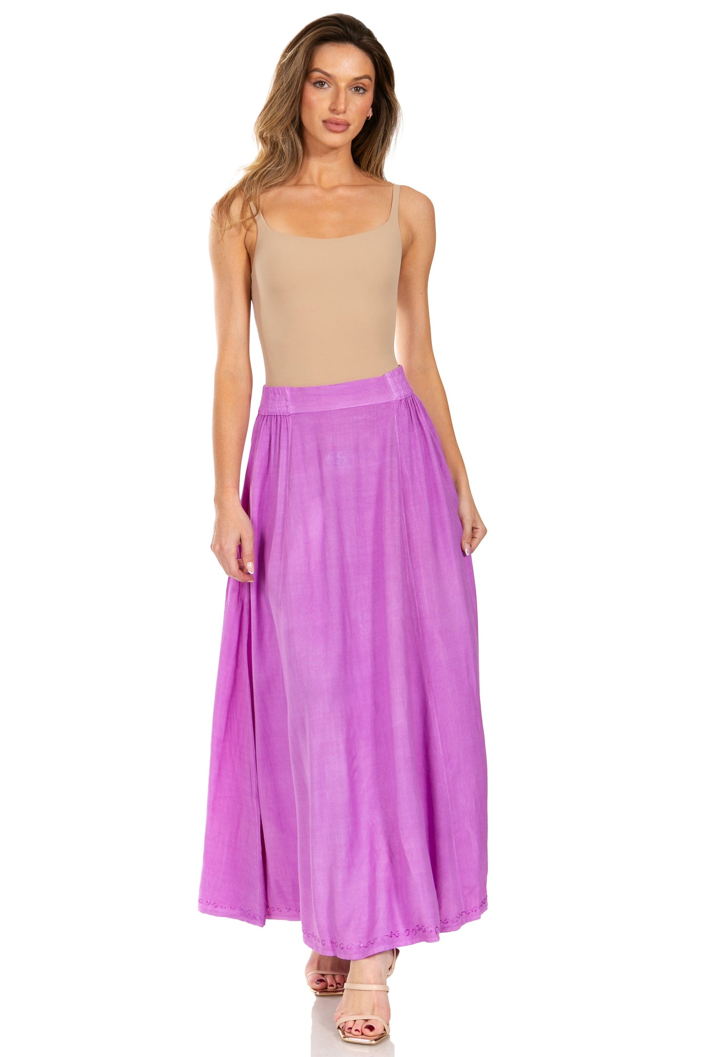 Sakkas Noemi Women's Long Maxi Summer Casual Boho Skirt Elastic Waist & Pockets - Concordia Style Boutique