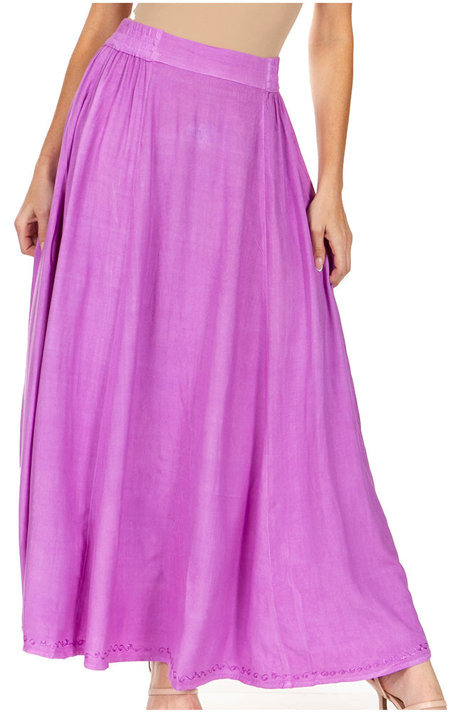 Sakkas Noemi Women's Long Maxi Summer Casual Boho Skirt Elastic Waist & Pockets - Concordia Style Boutique