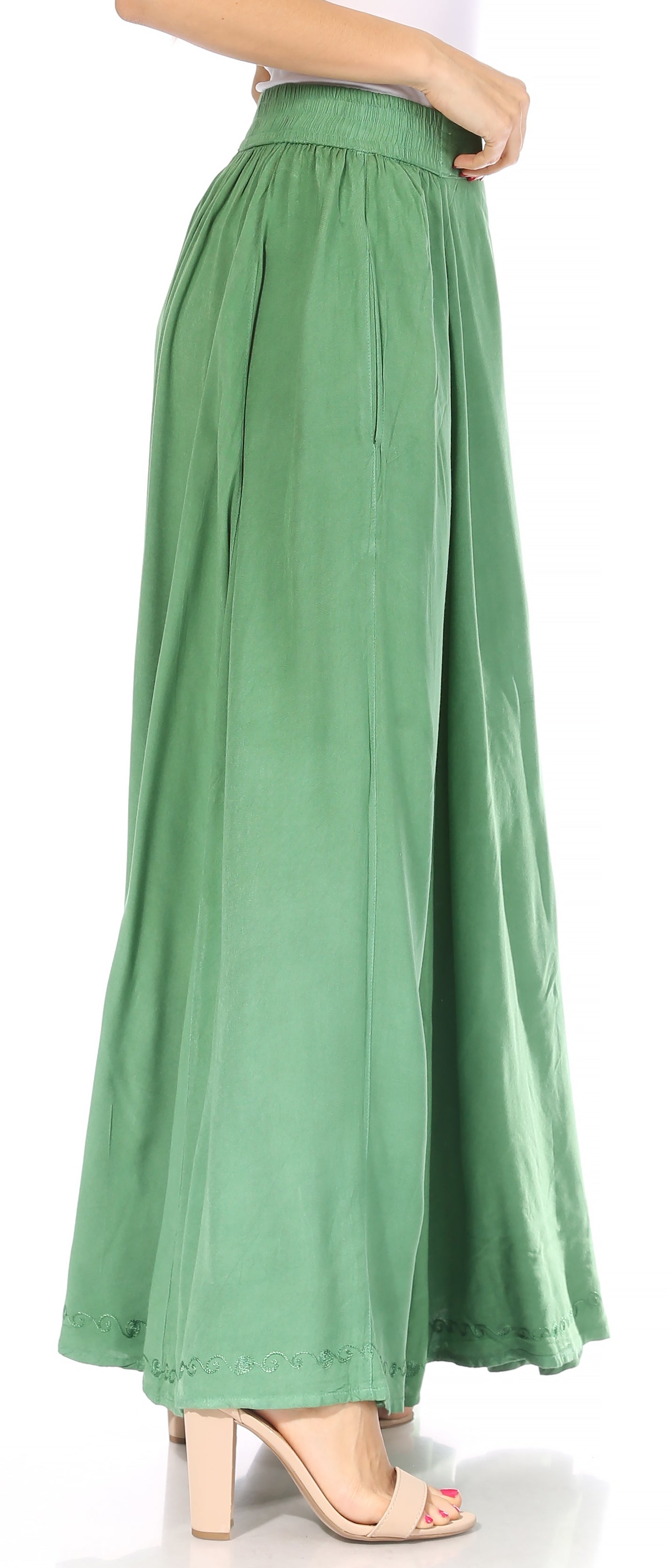 Sakkas Noemi Women's Long Maxi Summer Casual Boho Skirt Elastic Waist & Pockets - Concordia Style Boutique