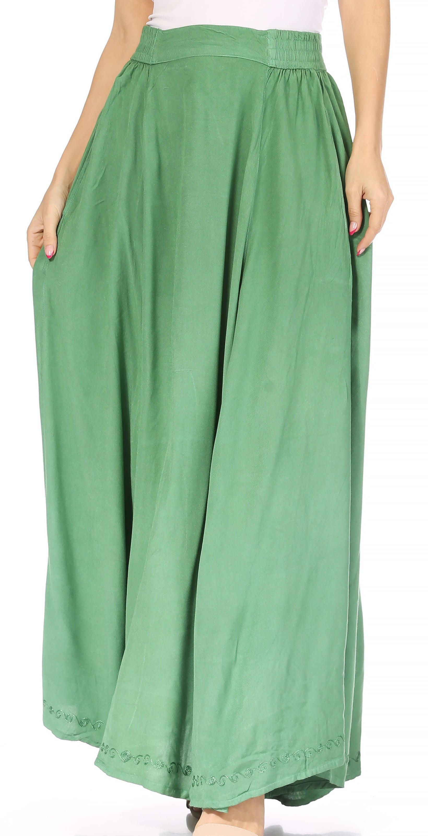 Sakkas Noemi Women's Long Maxi Summer Casual Boho Skirt Elastic Waist & Pockets - Concordia Style Boutique