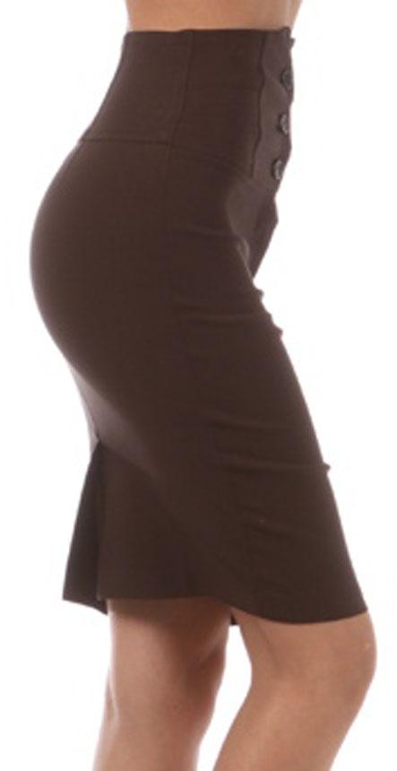 Knee Length High Waist Stretch Pencil Skirt - Concordia Style Boutique