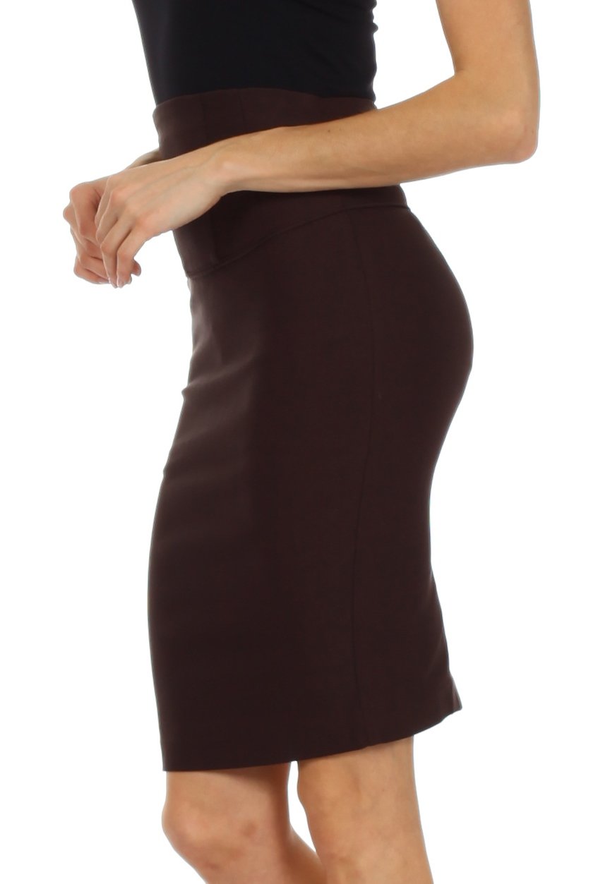 Knee Length High Waist Stretch Pencil Skirt - Concordia Style Boutique