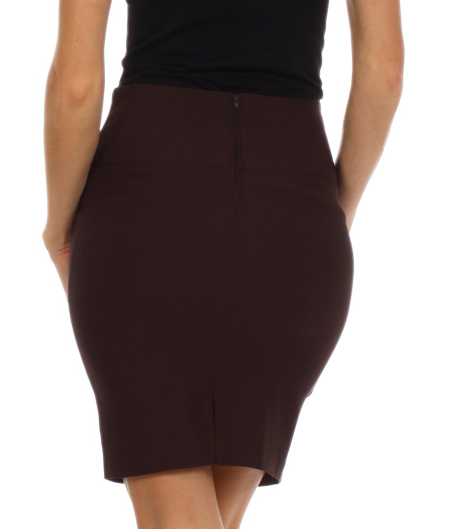 Above the Knee Stretch Pencil Skirt with Four Button Detail - Concordia Style Boutique