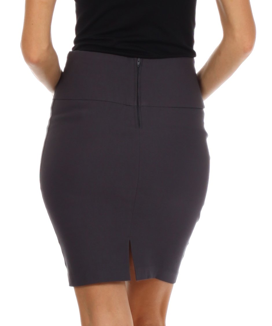 Above the Knee Stretch Pencil Skirt with Four Button Detail - Concordia Style Boutique