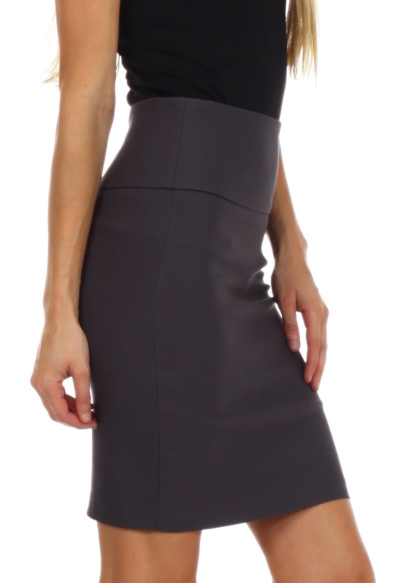 Above the Knee Stretch Pencil Skirt with Four Button Detail - Concordia Style Boutique