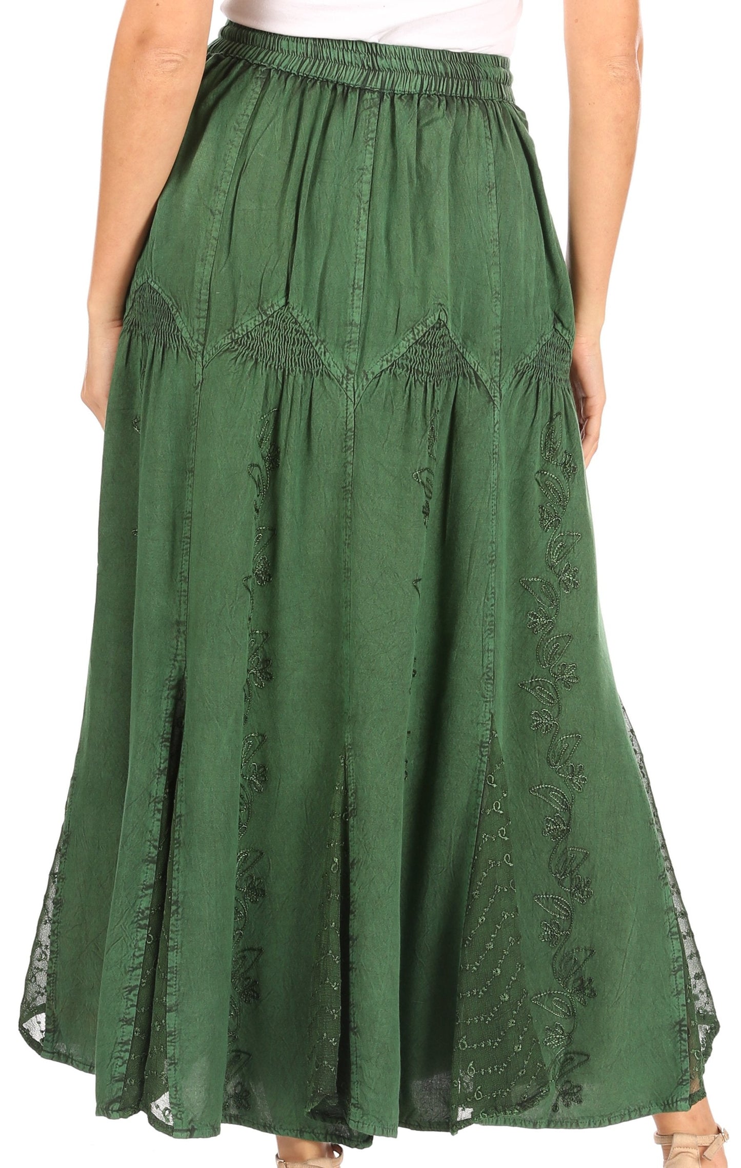Sakkas Olivia Womens Maxi Bohemian Gypsy Long Skirt With Elastic Waist and Lace - Concordia Style Boutique