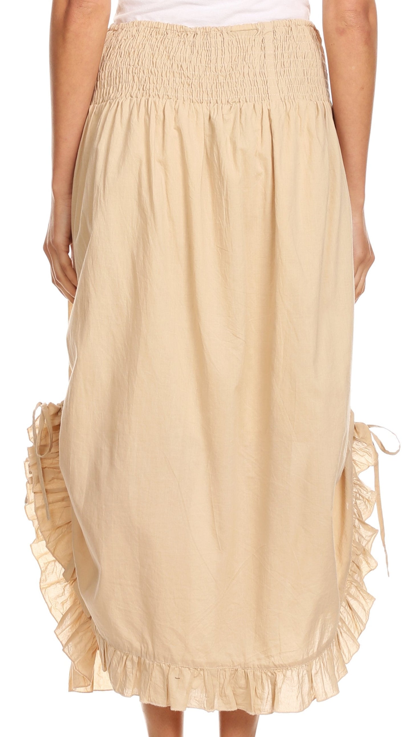 Sakkas Coco Long Cotton Ruffle Skirt with Pockets and Elastic Waistband - Concordia Style Boutique