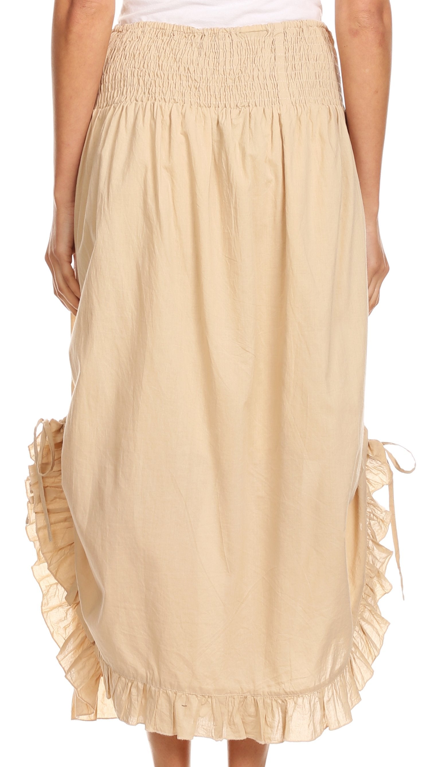 Sakkas Coco Long Cotton Ruffle Skirt with Pockets and Elastic Waistband - Concordia Style Boutique