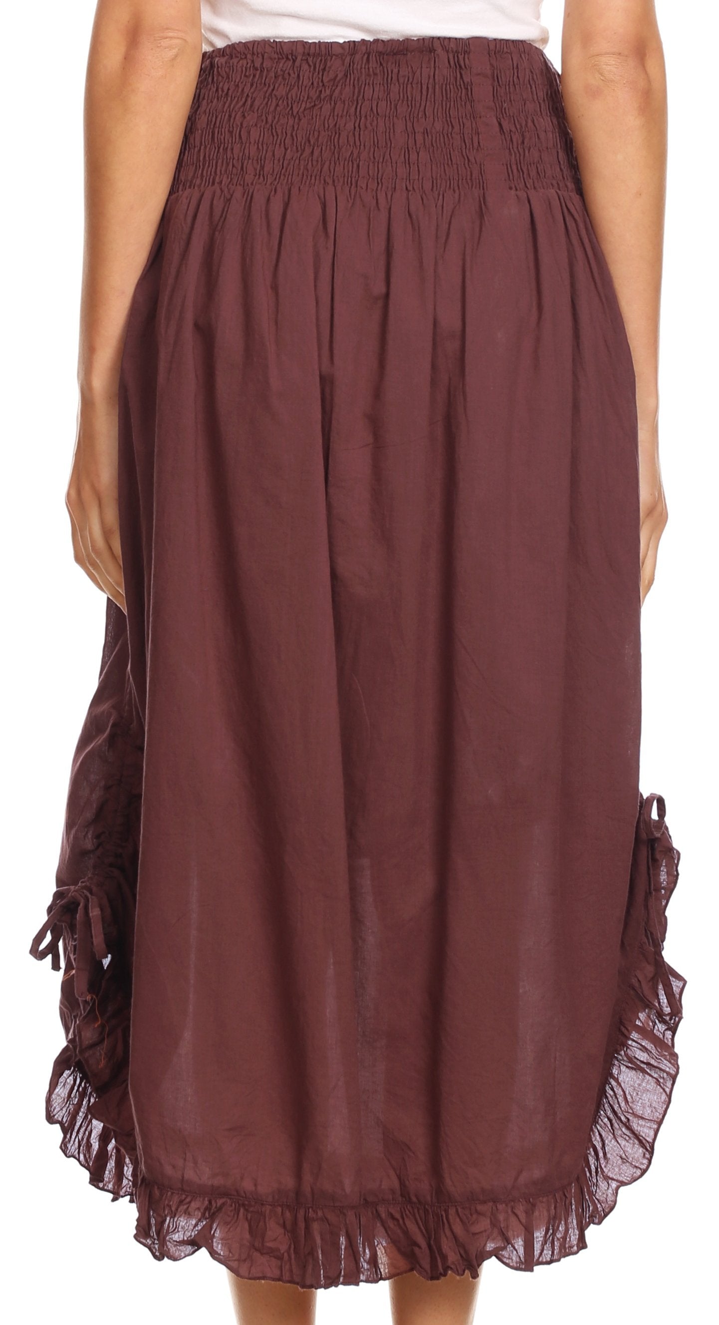 Sakkas Coco Long Cotton Ruffle Skirt with Pockets and Elastic Waistband - Concordia Style Boutique