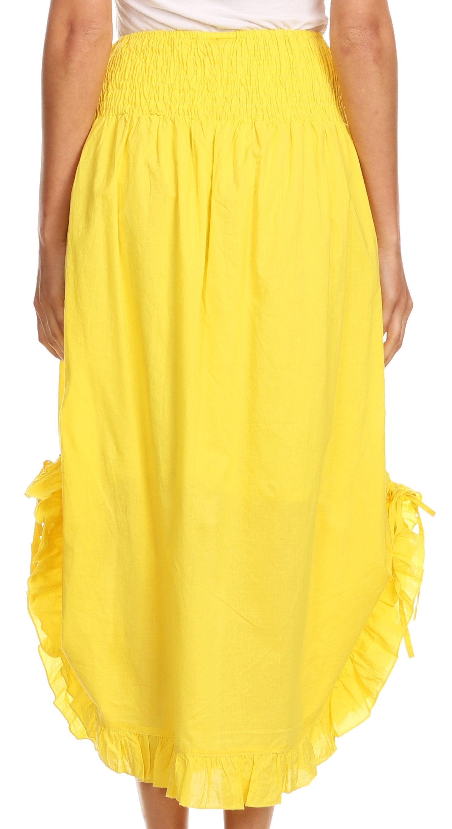 Sakkas Coco Long Cotton Ruffle Skirt with Pockets and Elastic Waistband - Concordia Style Boutique