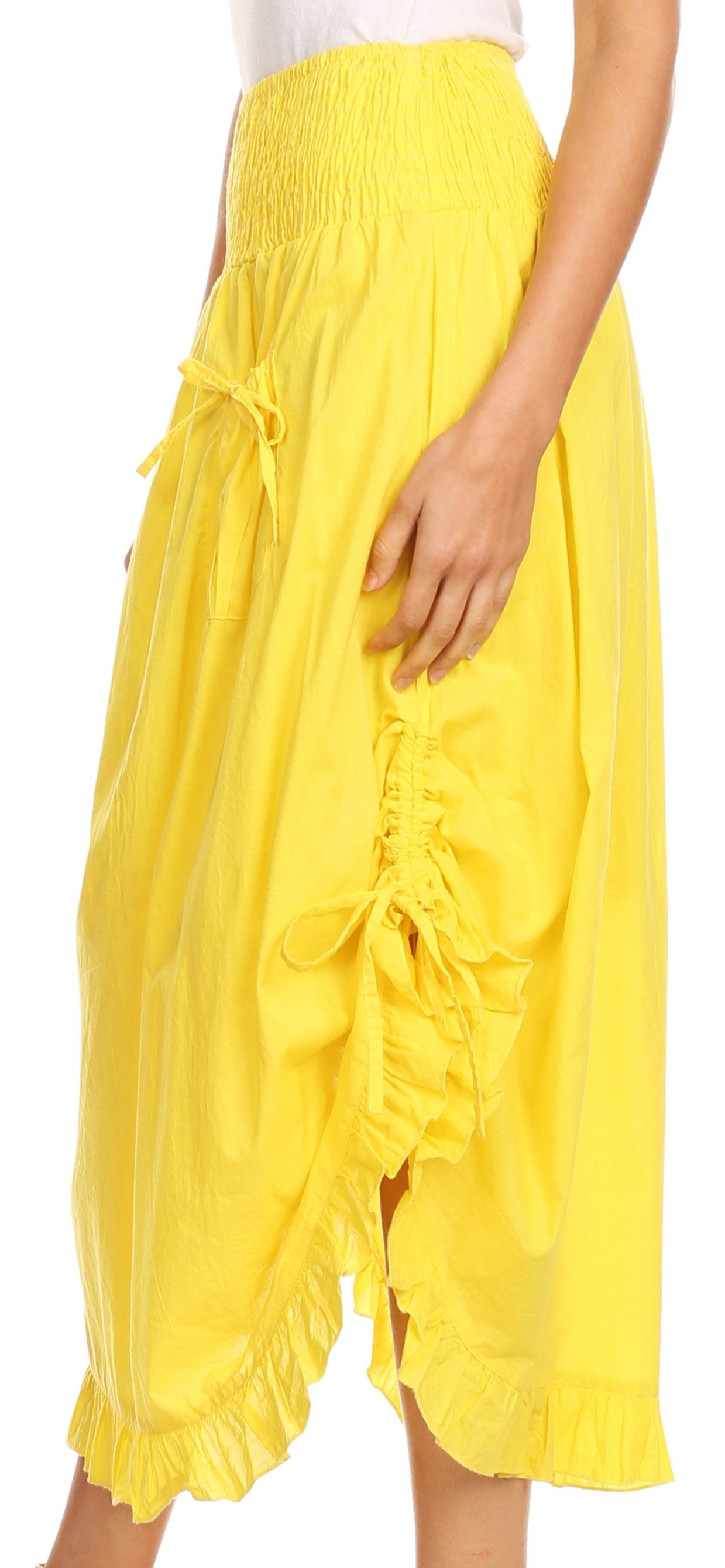 Sakkas Coco Long Cotton Ruffle Skirt with Pockets and Elastic Waistband - Concordia Style Boutique