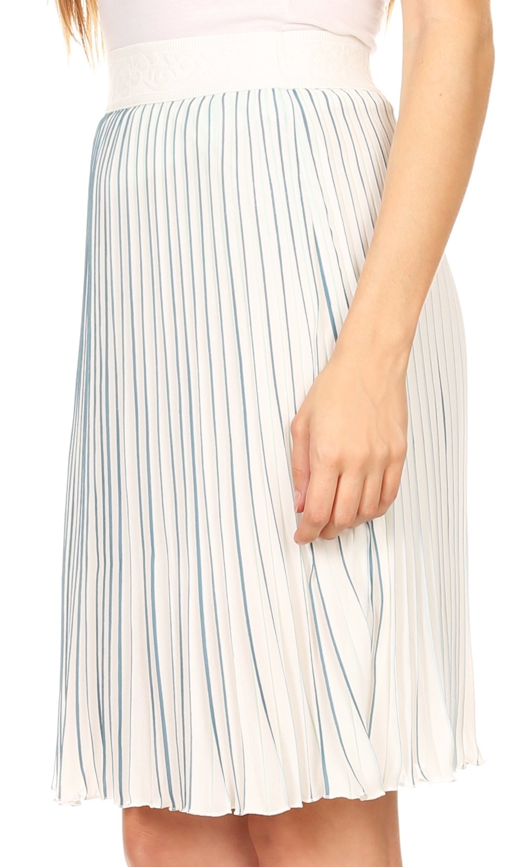 Sakkas Amira Accordion Pleated Midi Crepe Slim Skirt with Elastic Waist - Concordia Style Boutique