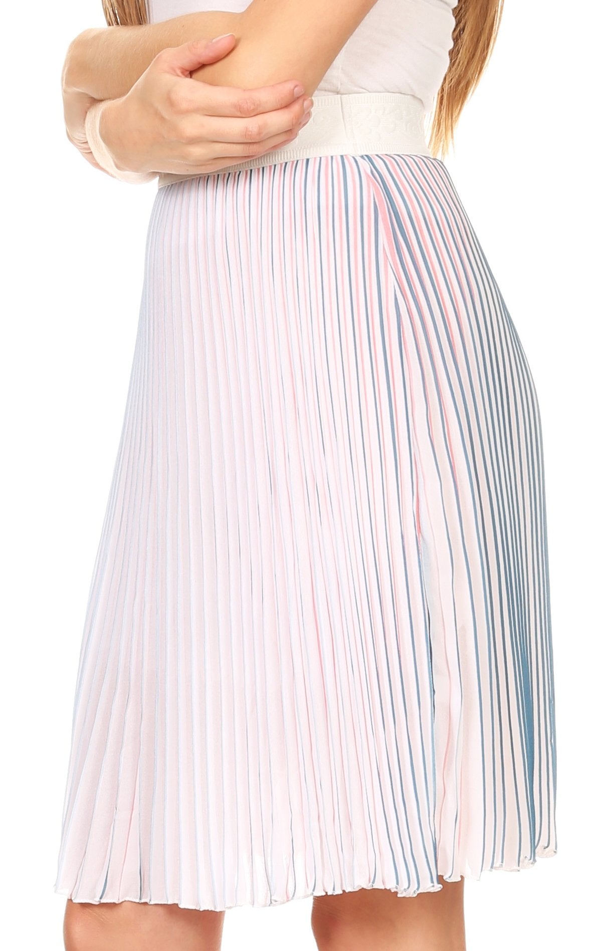 Sakkas Amira Accordion Pleated Midi Crepe Slim Skirt with Elastic Waist - Concordia Style Boutique