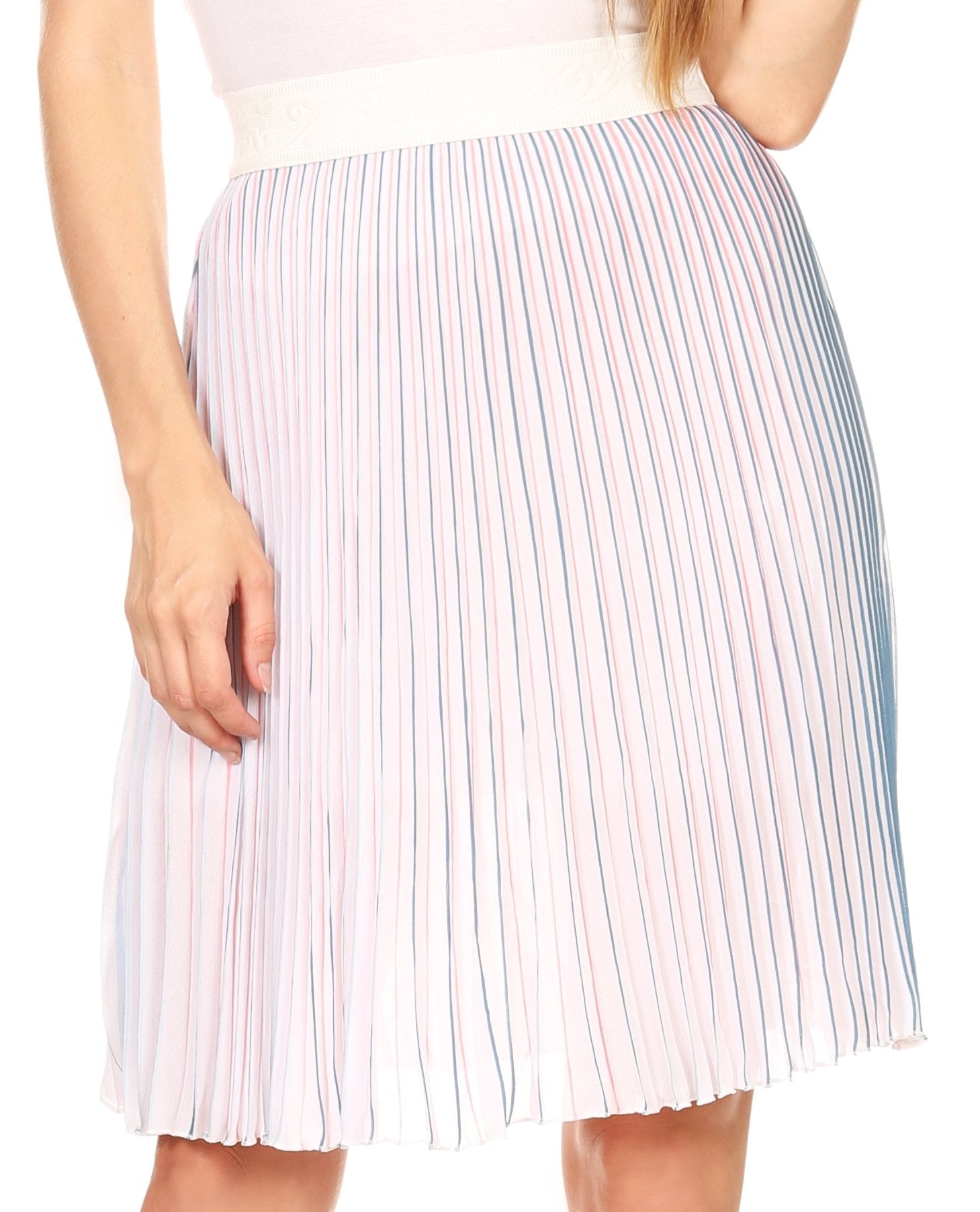 Sakkas Amira Accordion Pleated Midi Crepe Slim Skirt with Elastic Waist - Concordia Style Boutique