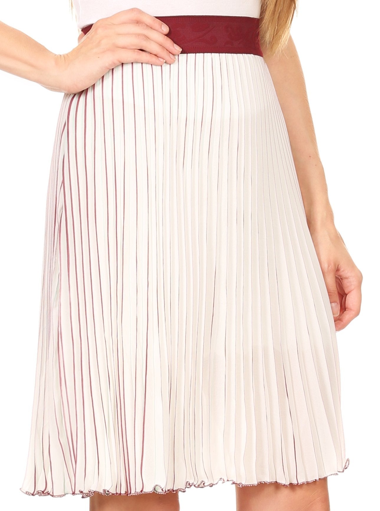 Sakkas Amira Accordion Pleated Midi Crepe Slim Skirt with Elastic Waist - Concordia Style Boutique
