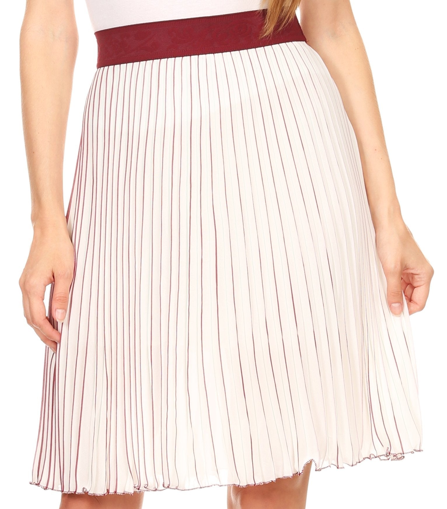 Sakkas Amira Accordion Pleated Midi Crepe Slim Skirt with Elastic Waist - Concordia Style Boutique